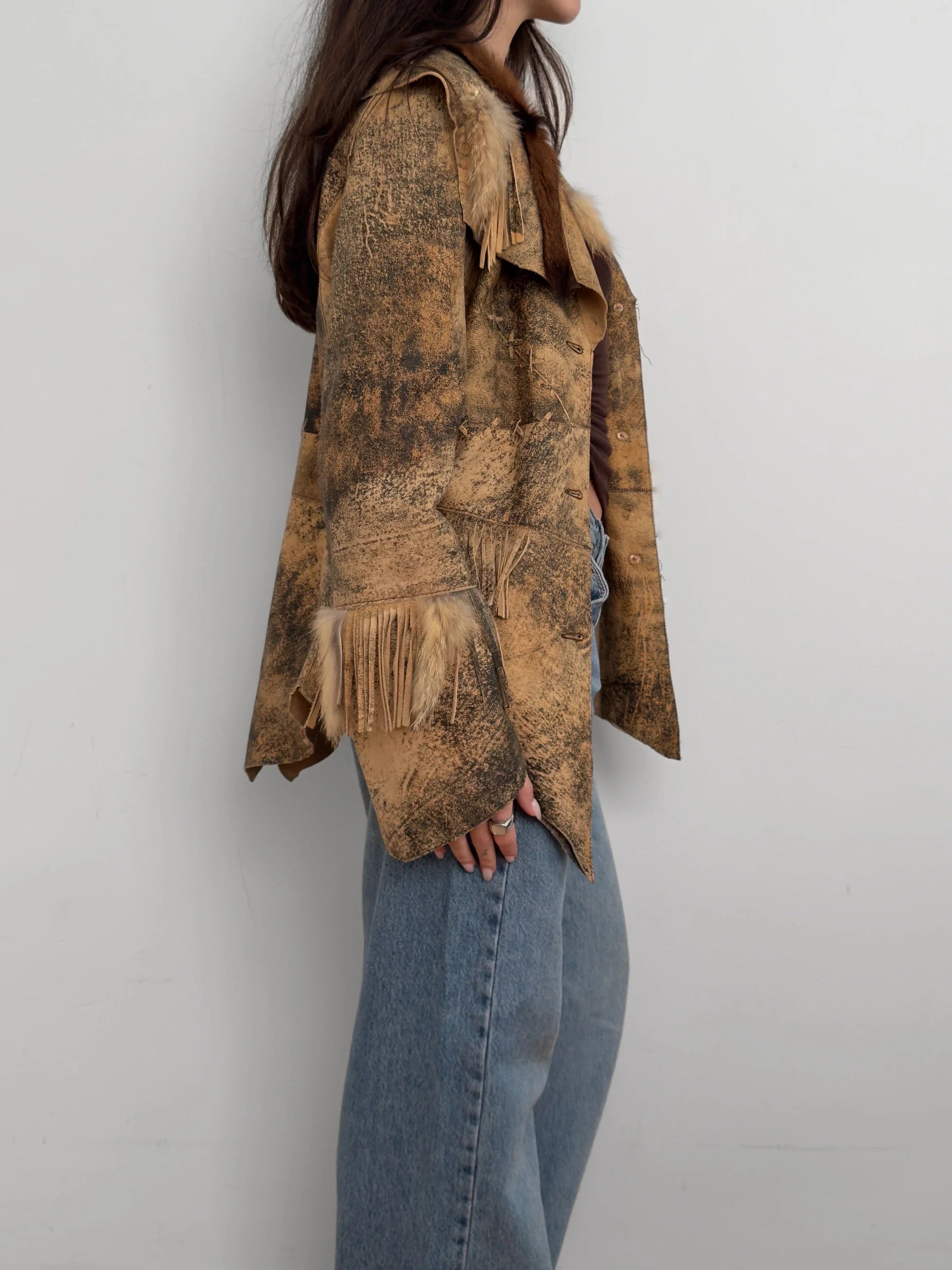 Fur-Detailed Leather Jacket