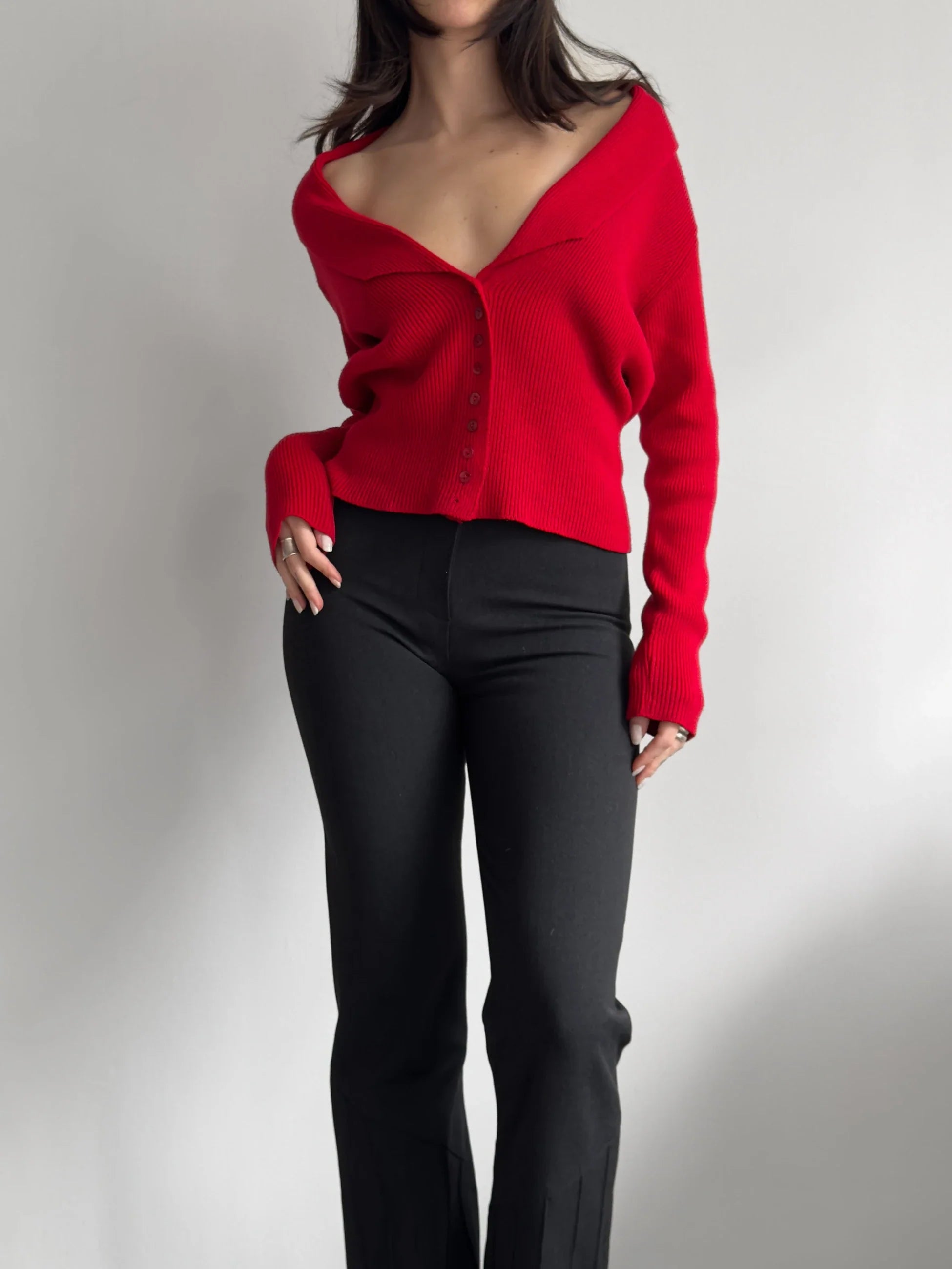 Red Knit Cardigan