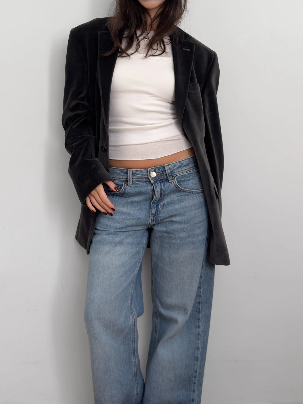 Anthracite Velvet Blazer