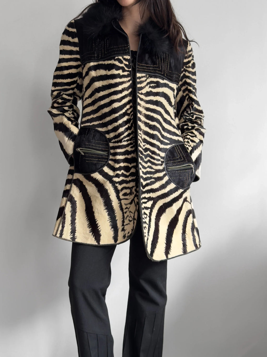 Cowhide Zebra-Print Coat