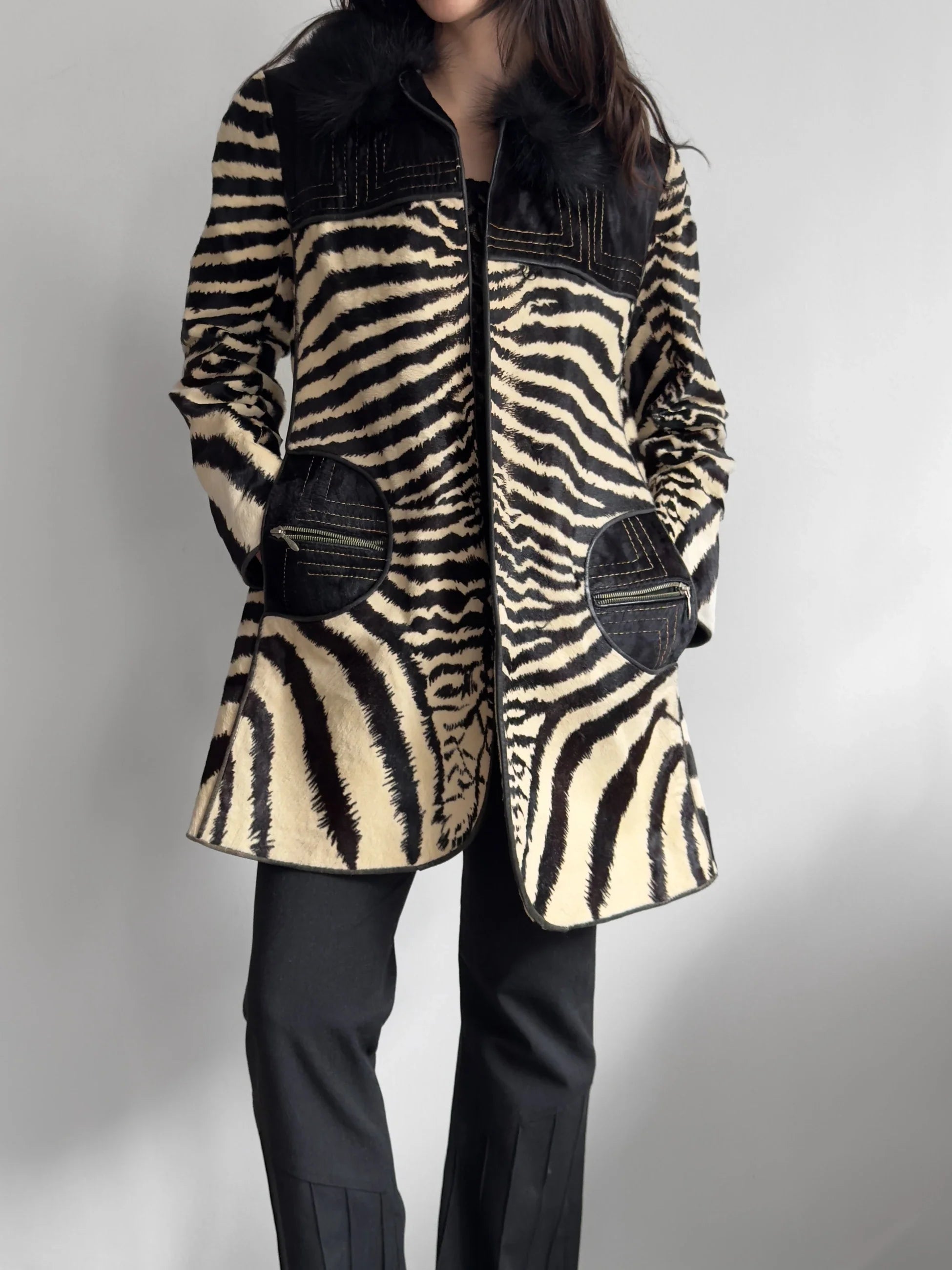 Cowhide Zebra-Print Coat