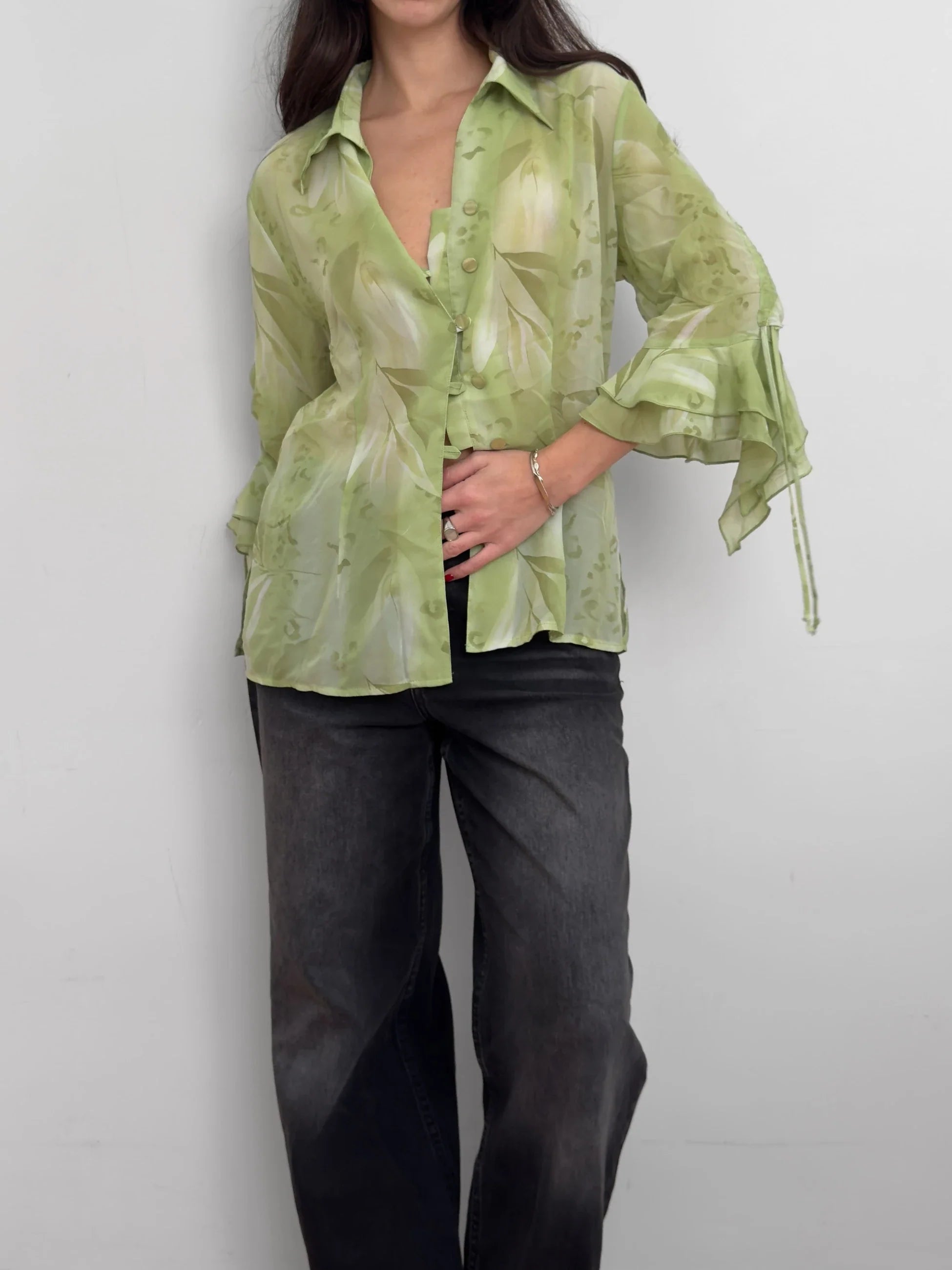 Ruffled Chiffon Shirt