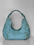 Blue Leather Shoulder Bag