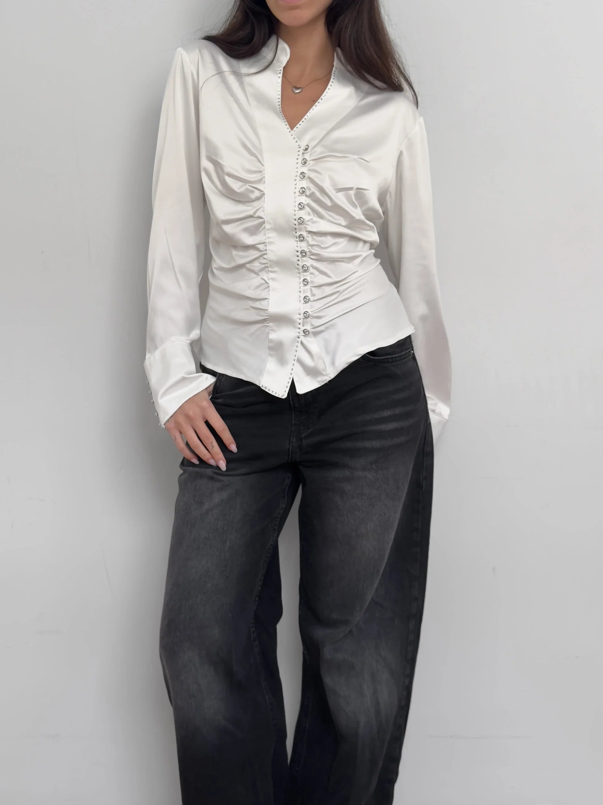 Draped Satin Shirt
