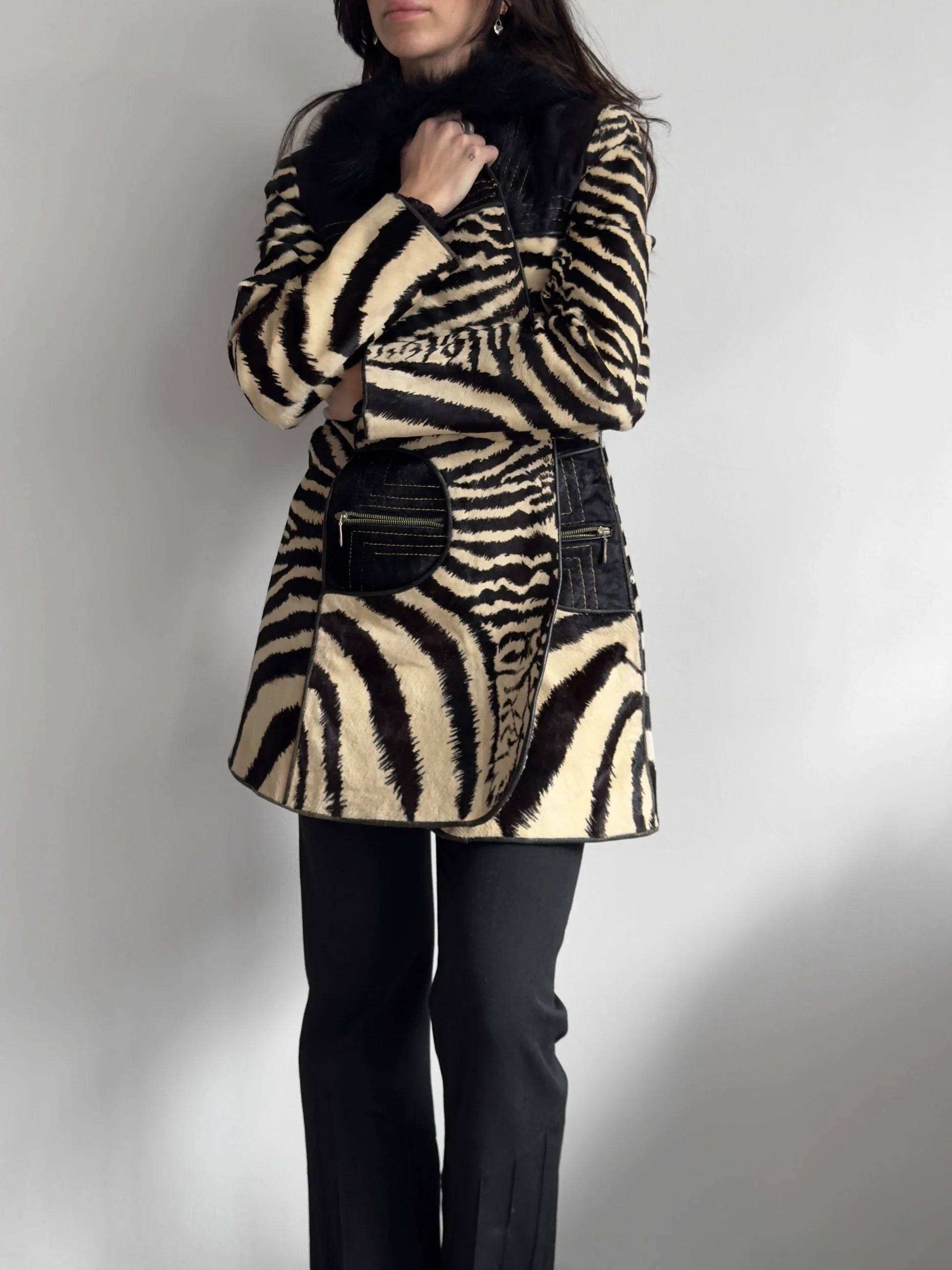 Cowhide Zebra-Print Coat