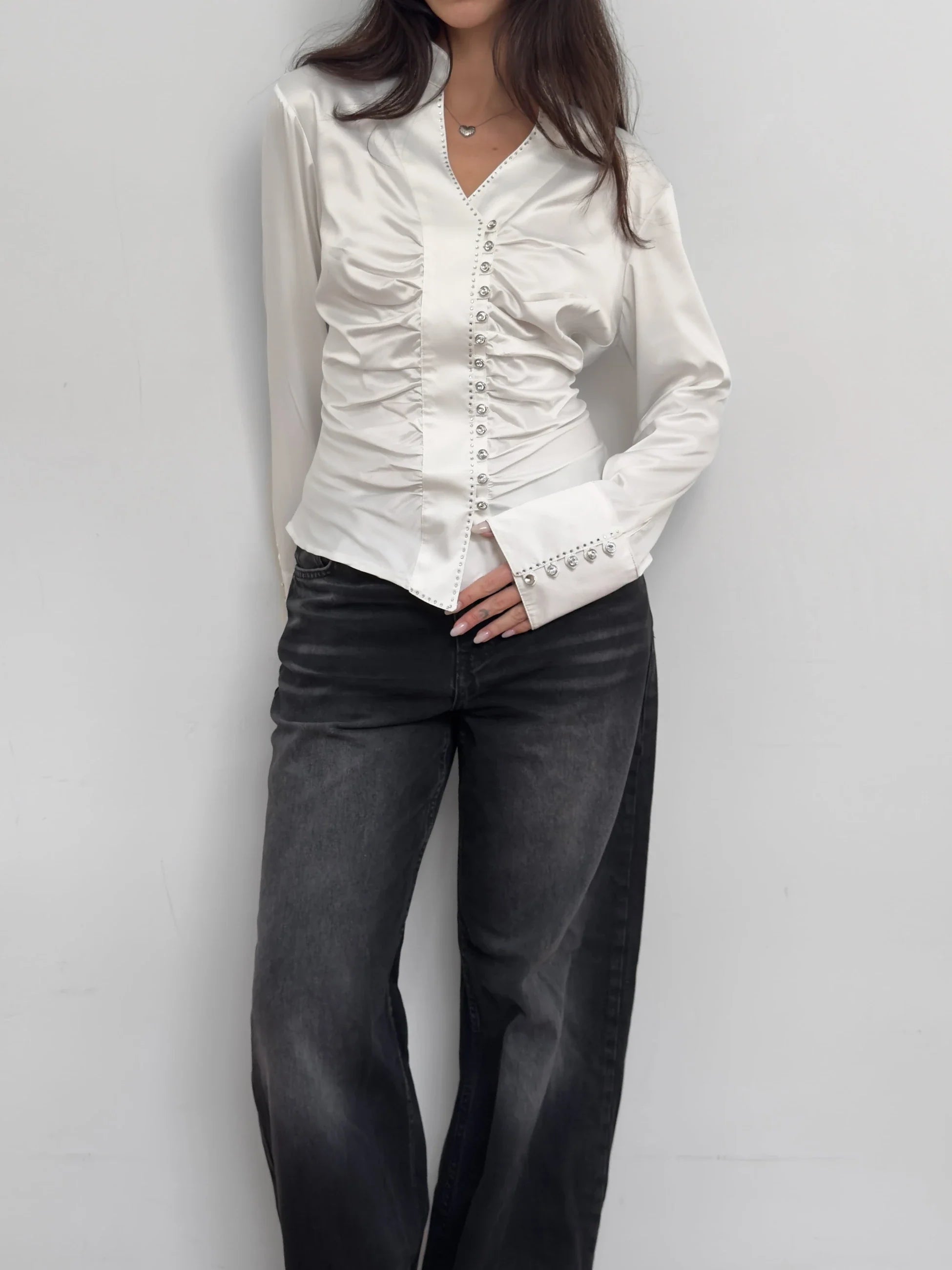 Draped Satin Shirt