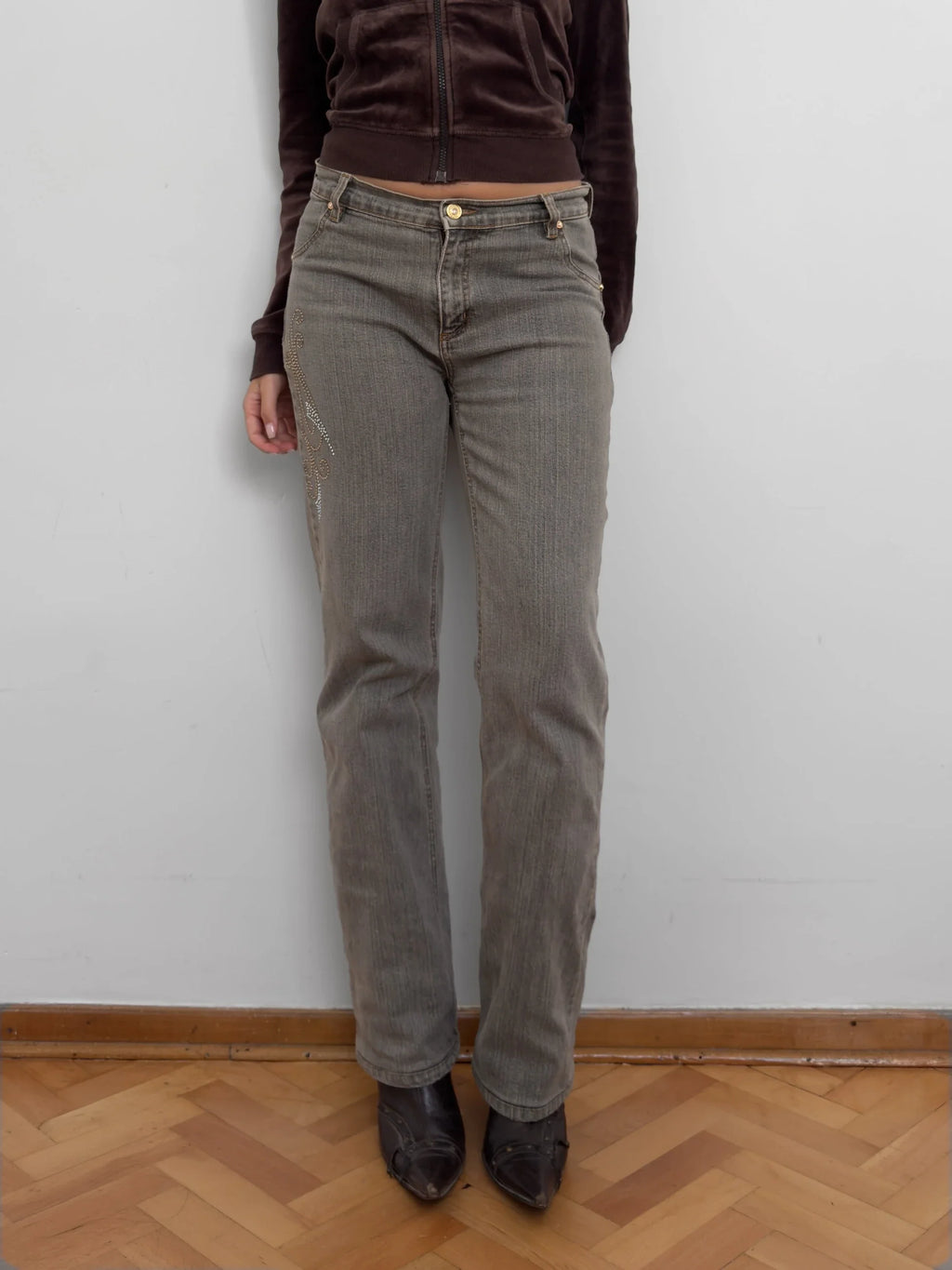 Stone-Detailed Jeans