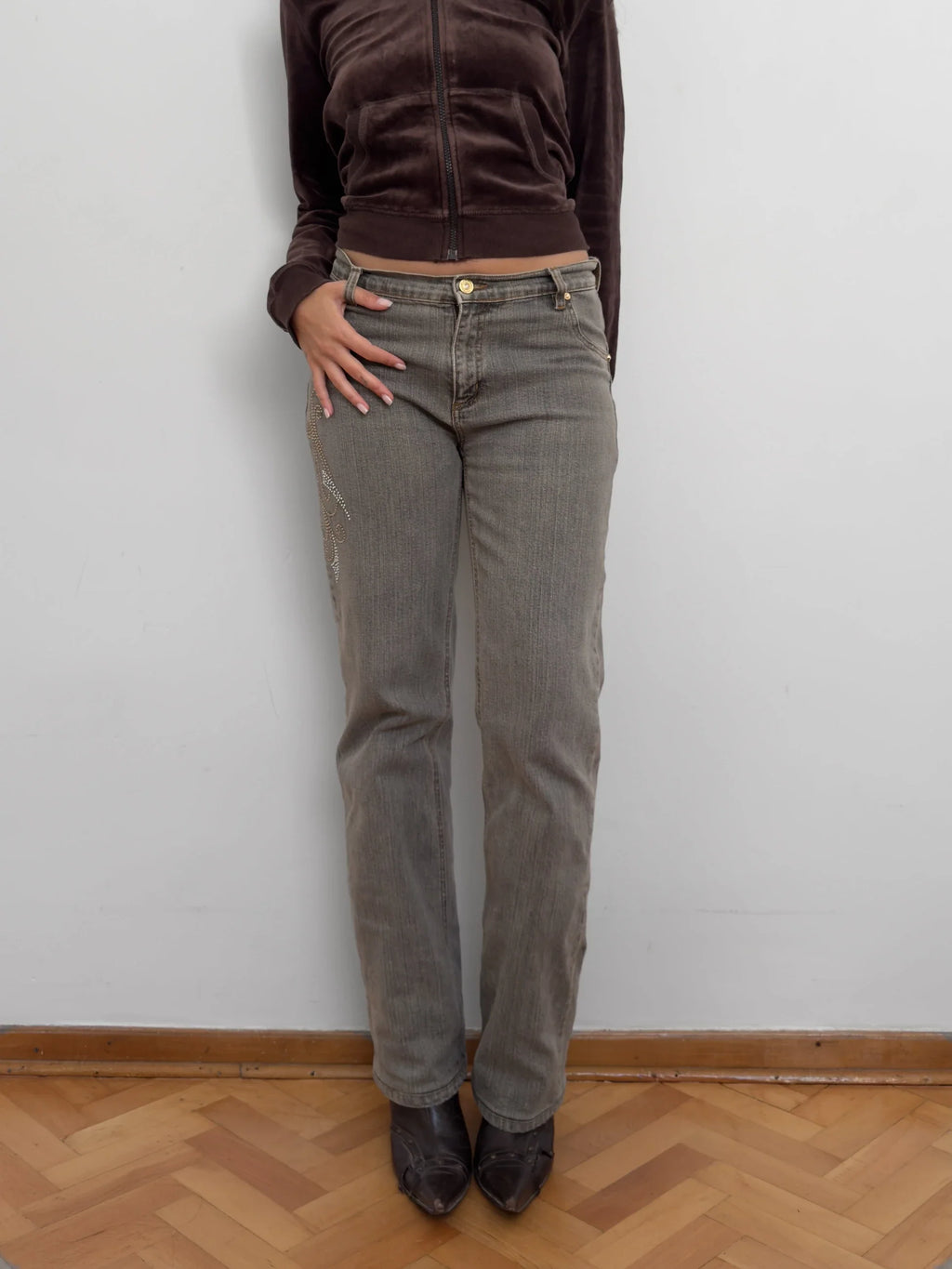 Stone-Detailed Jeans