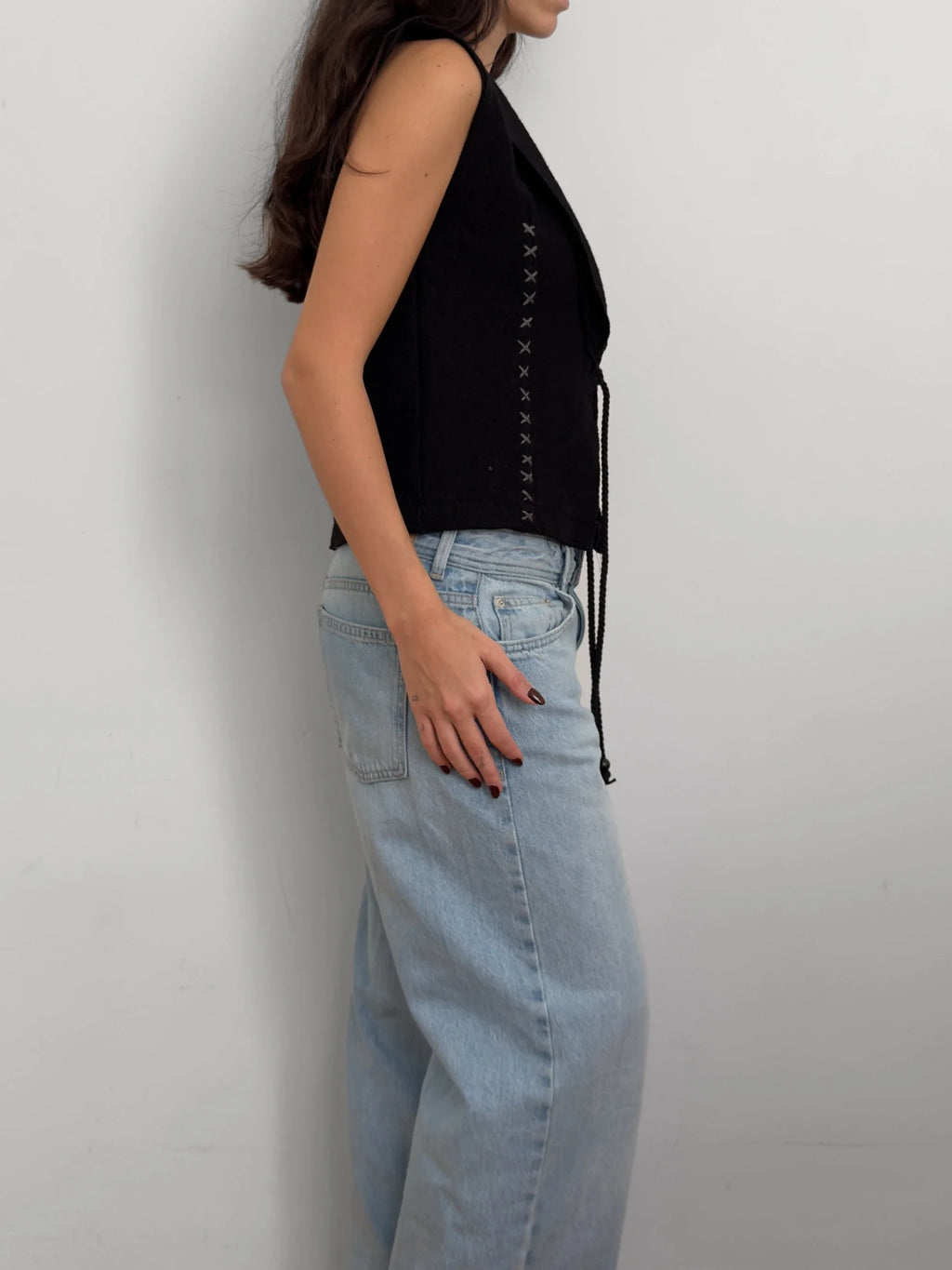 Black Embroidered Vest