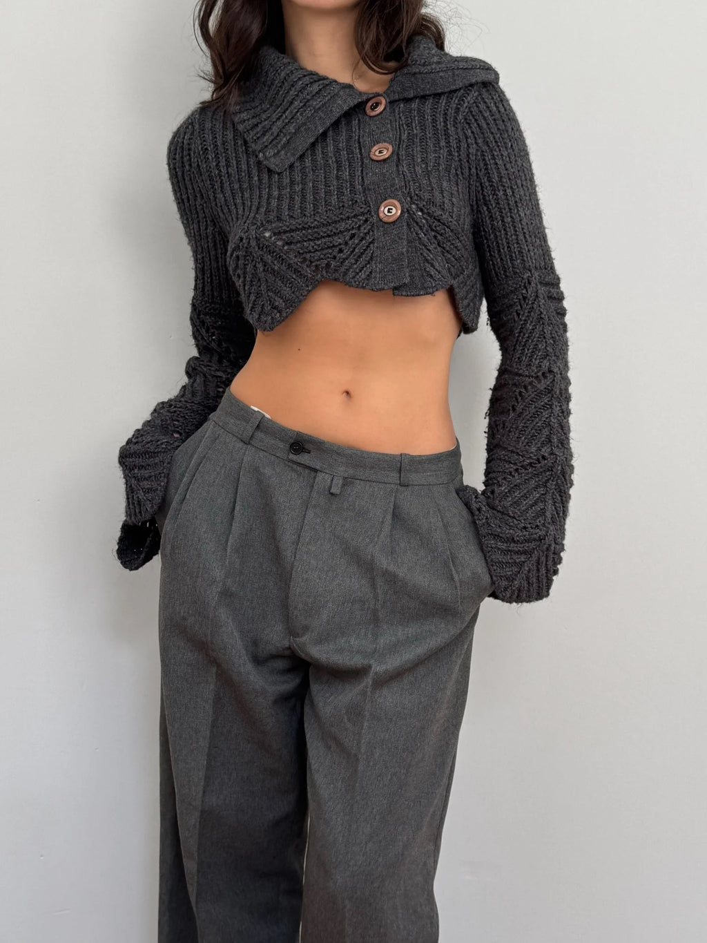 Anthracite Wool Cardigan
