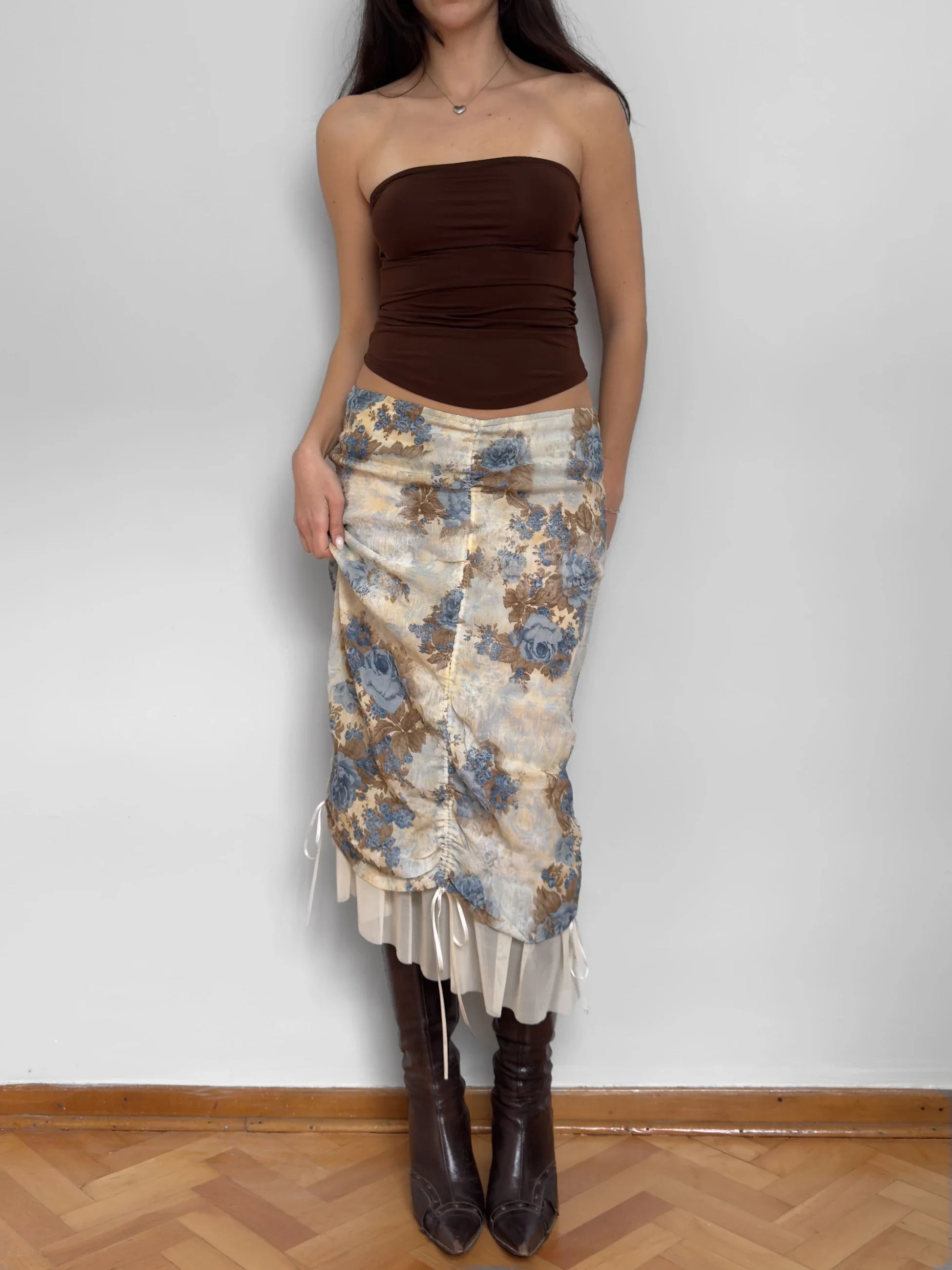 Floral Print Tulle Skirt
