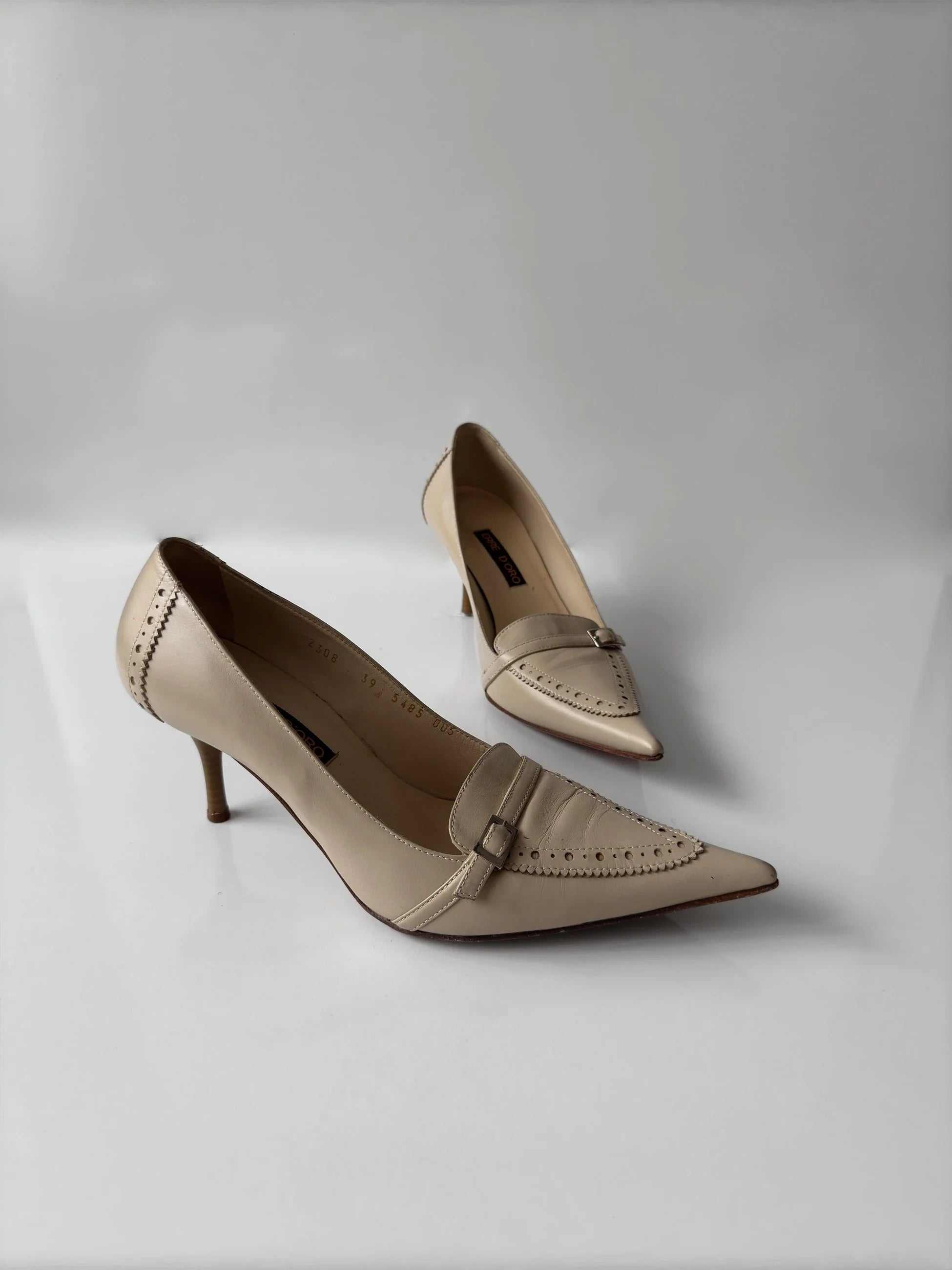 Cream Leather Heeled Shoes