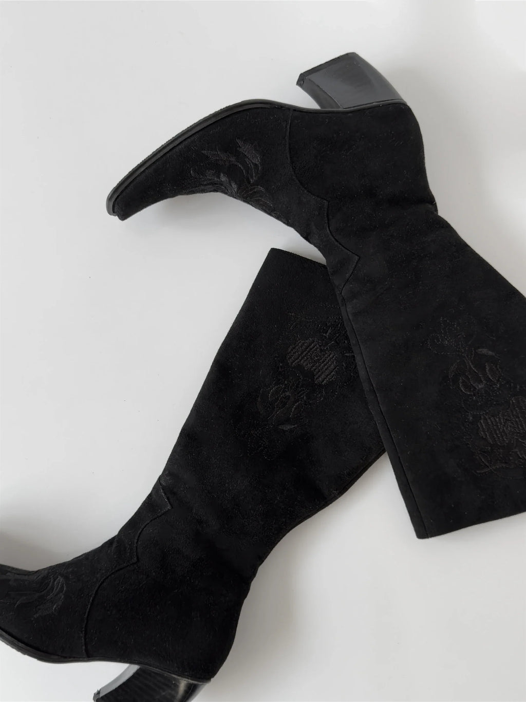 Embroidered Suede Boots