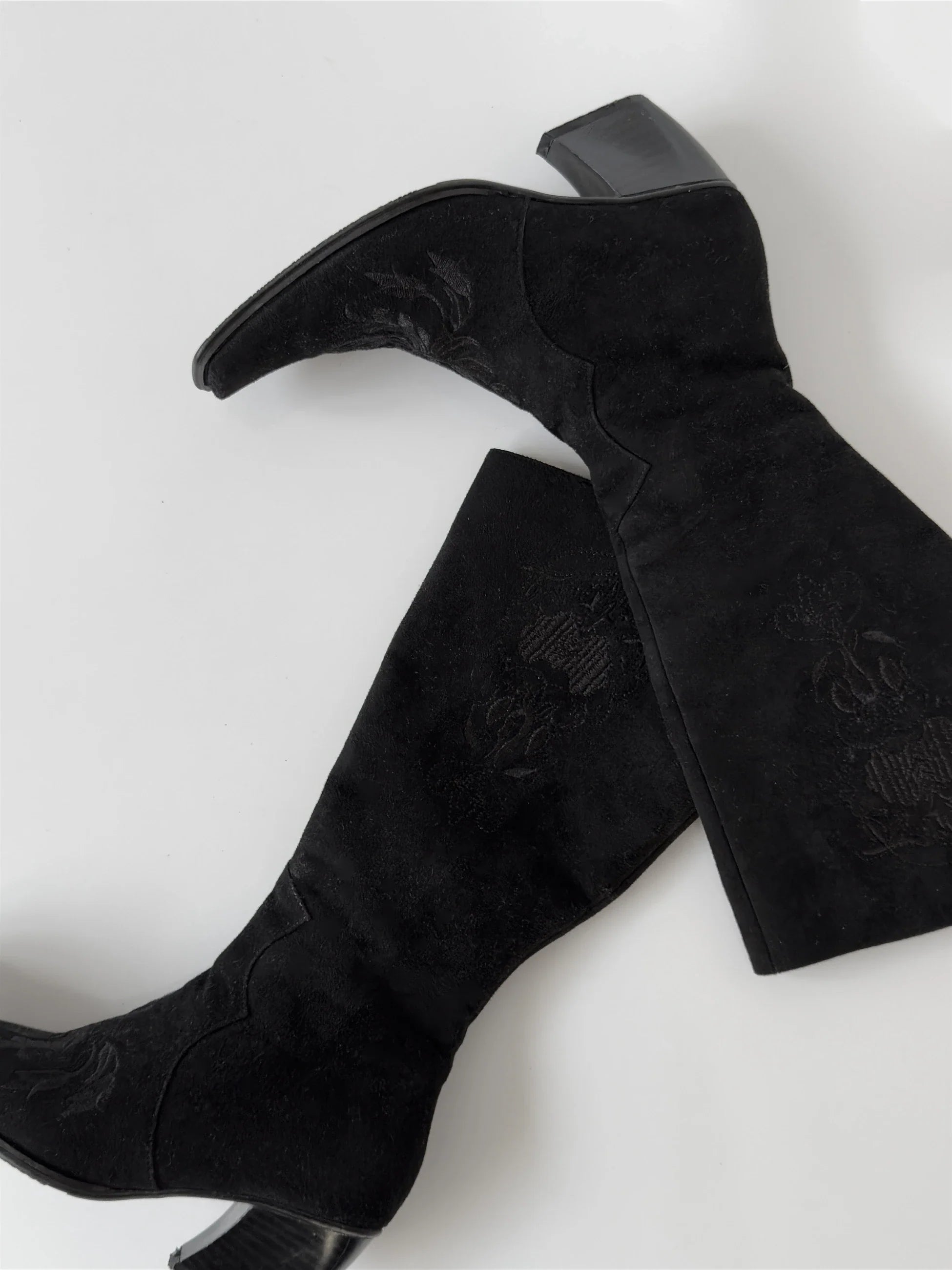 Embroidered Suede Boots