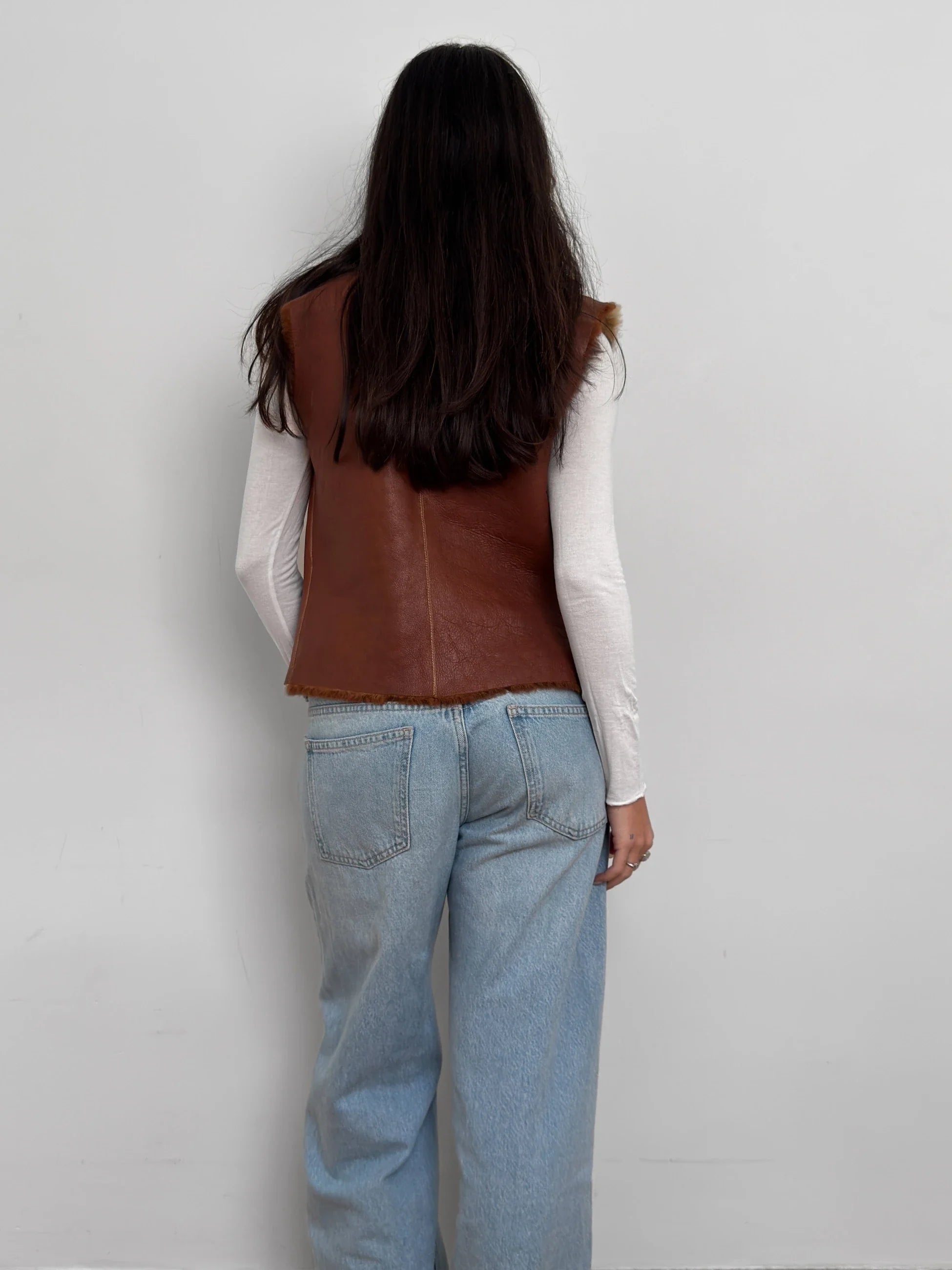 Fur-Trimmed Leather Vest