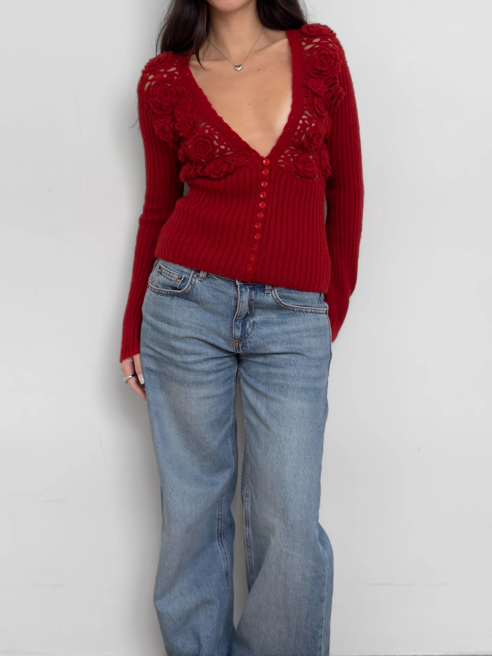 Red Wool Cardigan