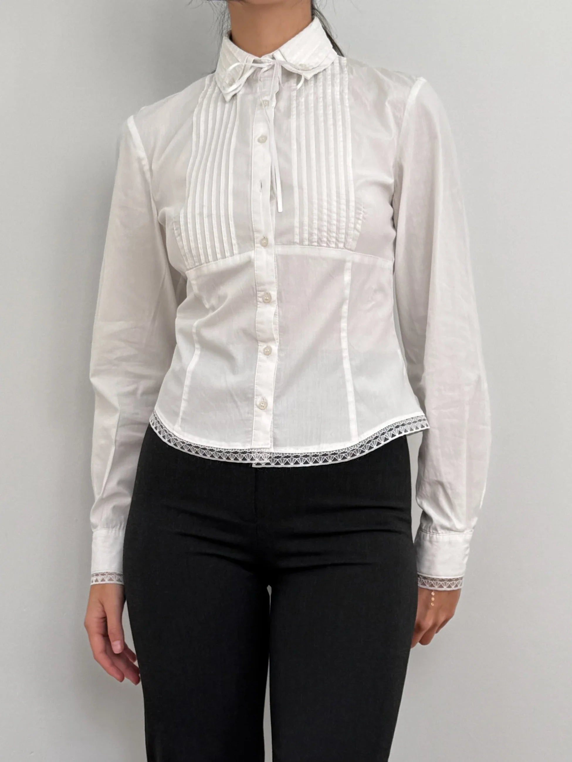 Lace-Detailed White Shirt