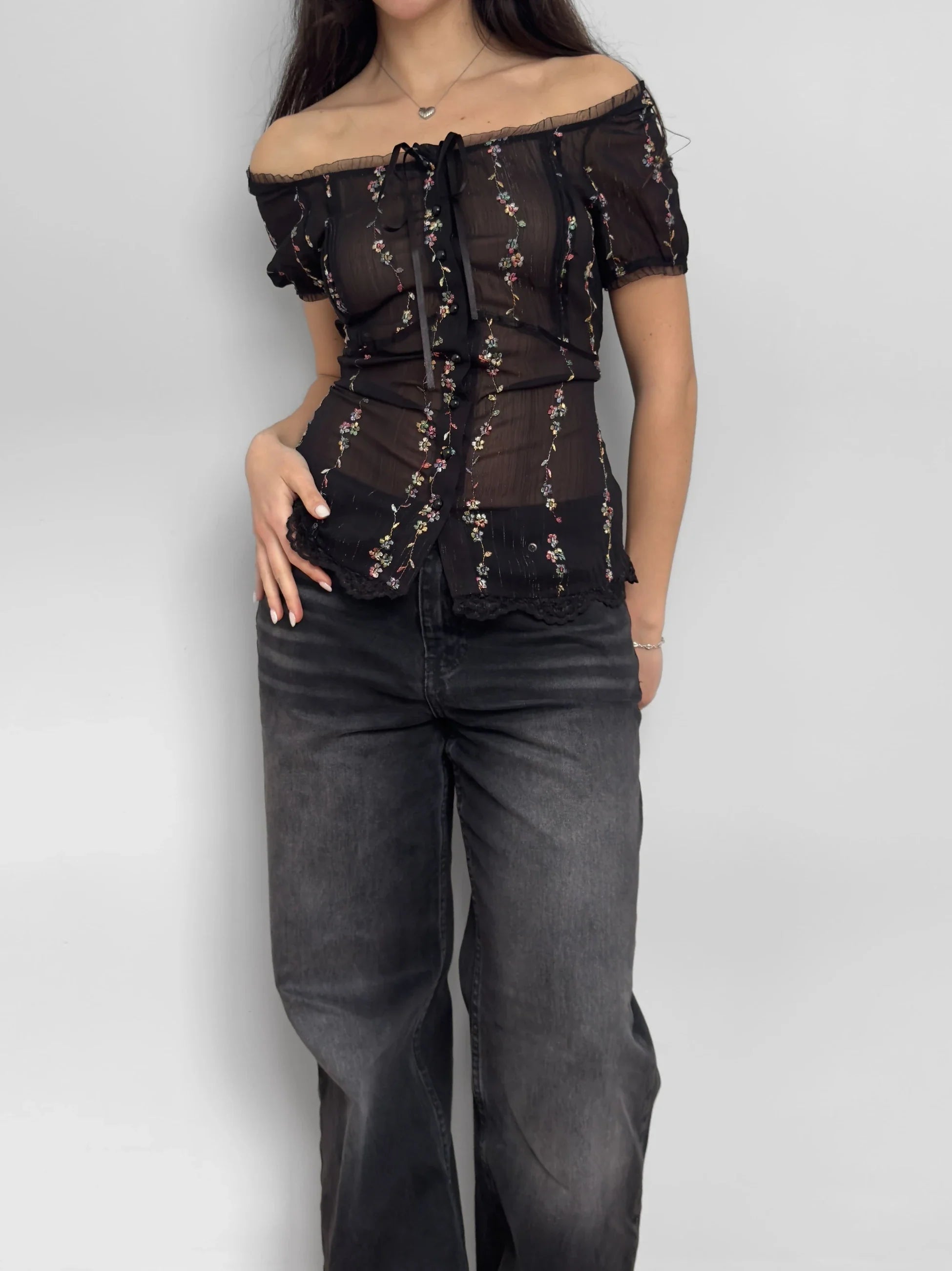 Embroidered Tulle Shirt