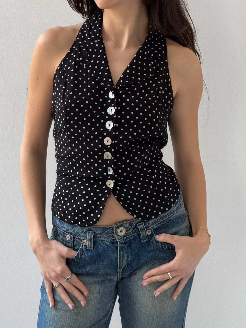 Polka Dot Sleeveless Shirt