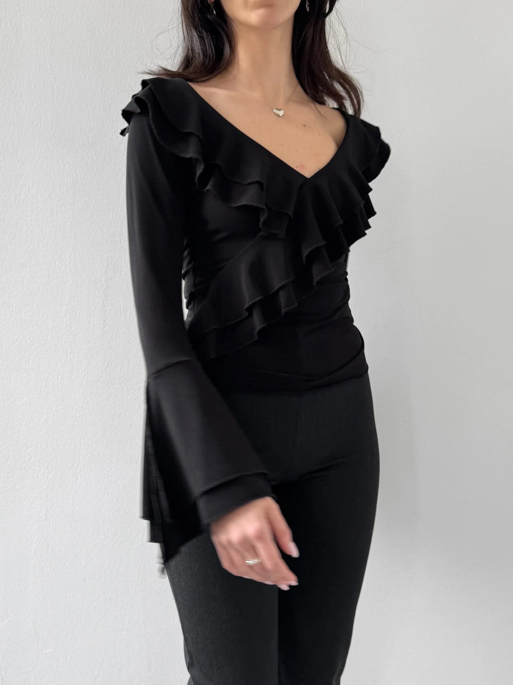 Black Ruffled Blouse