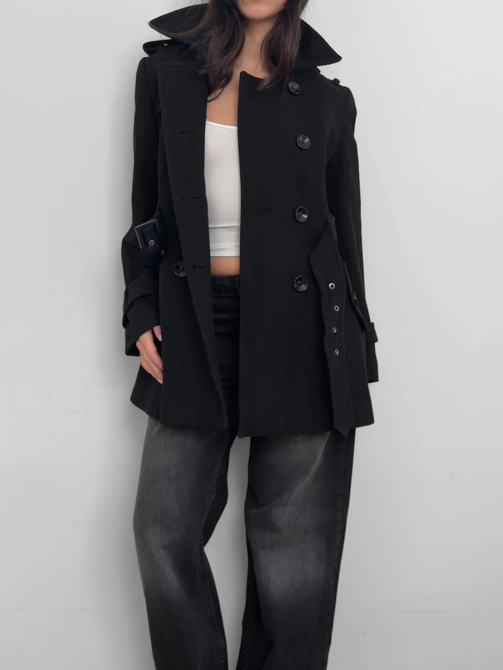 Black Wool Blend Coat