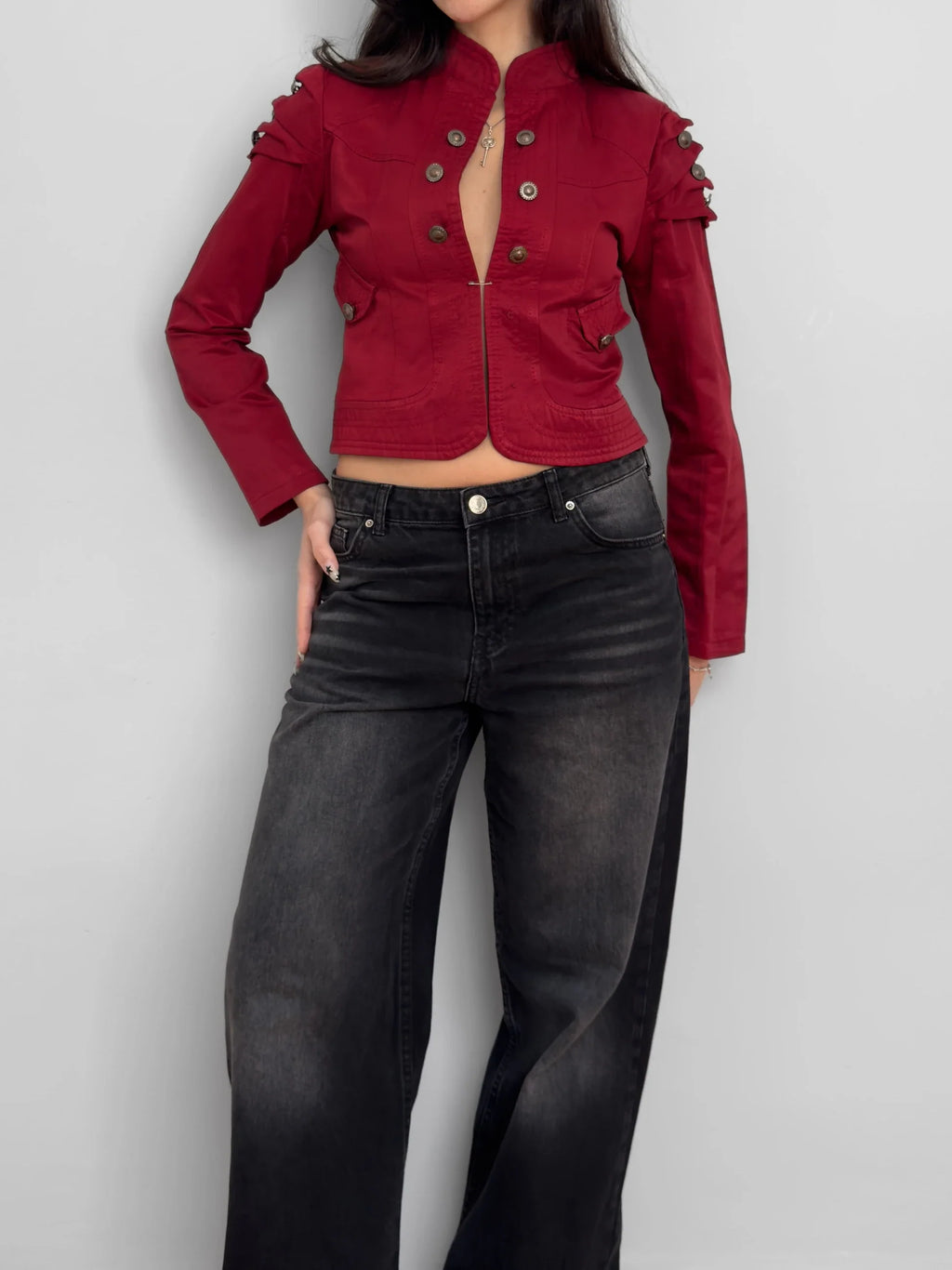Burgundy Military Jacket