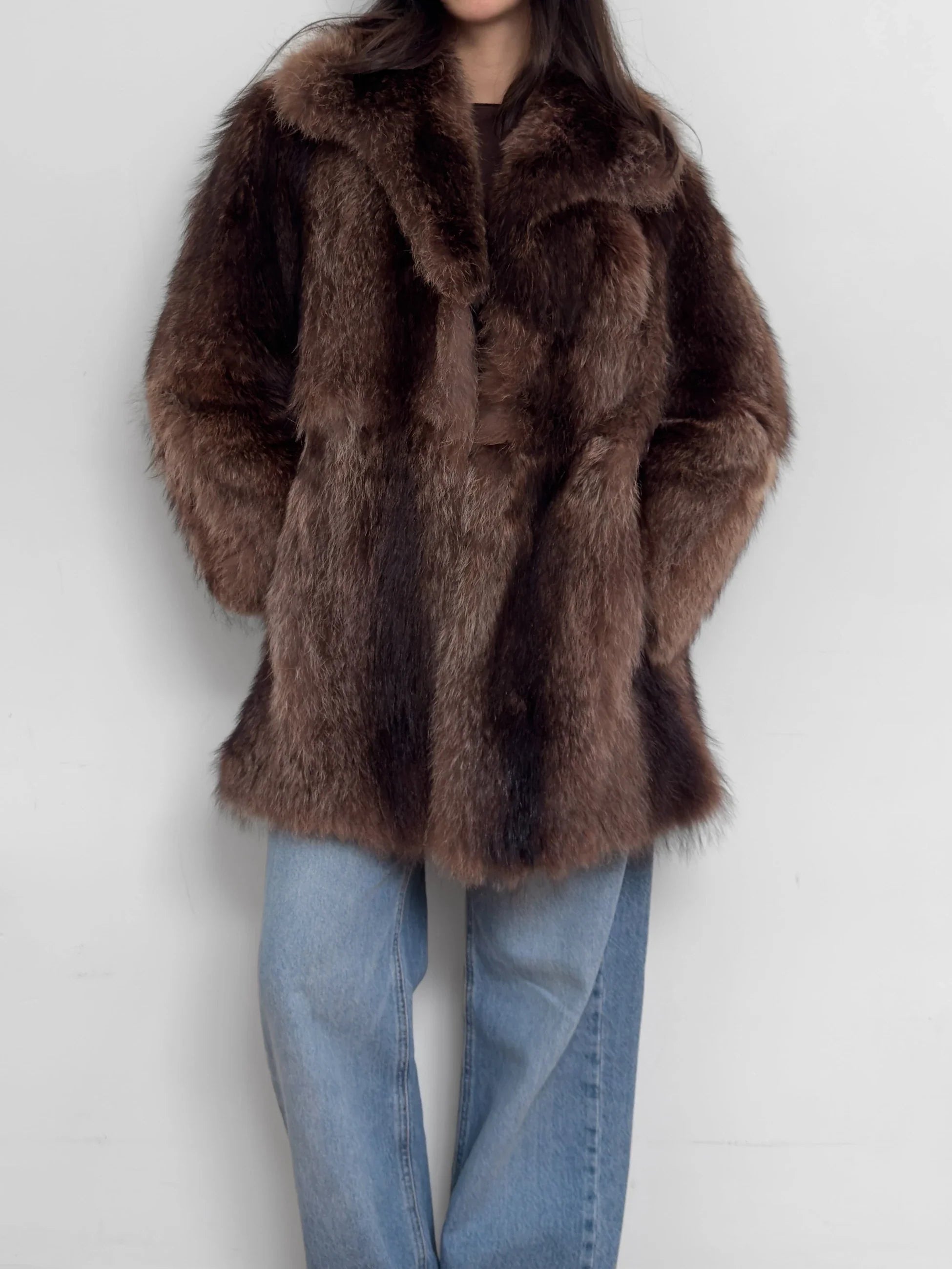 Brown Midi Fur Coat