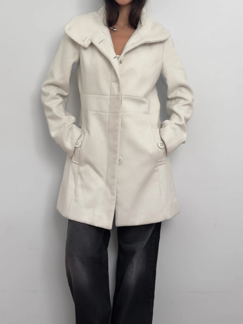 Ecru Wool Blend Coat