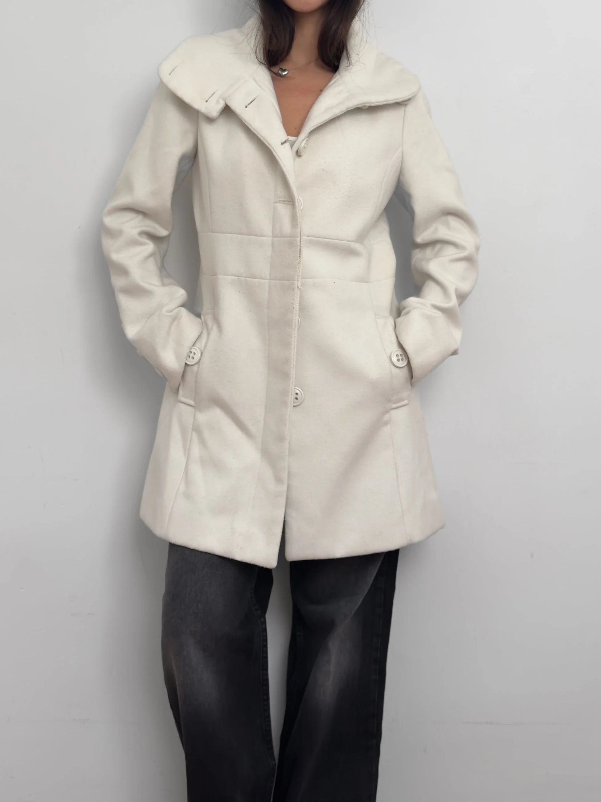 Ecru Wool Blend Coat