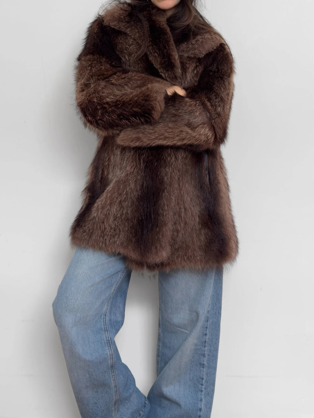 Brown Midi Fur Coat