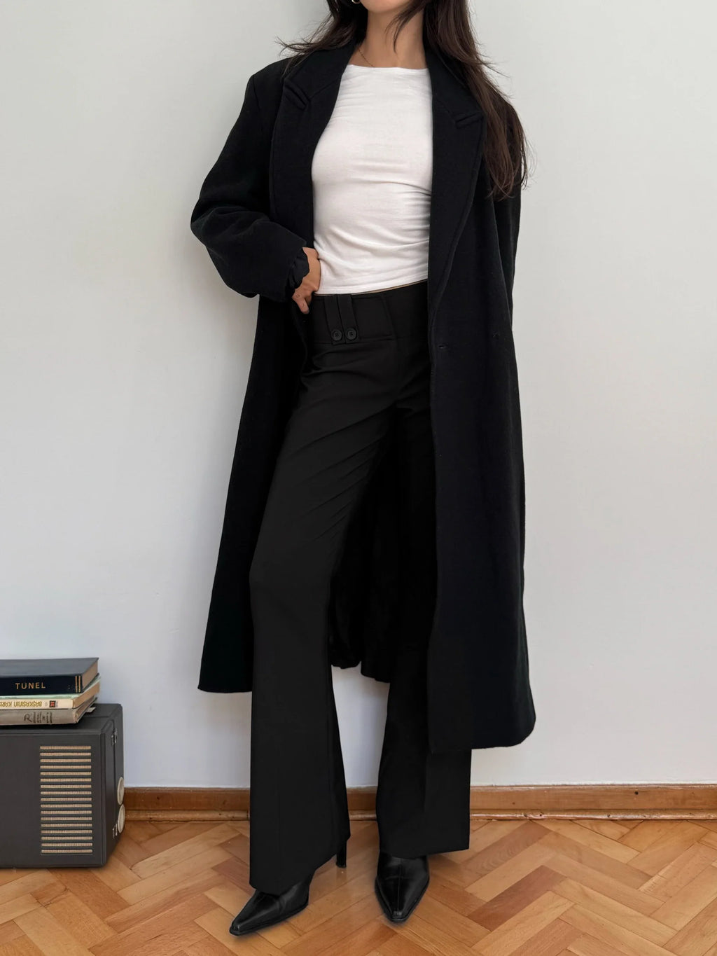 Black Wool Blend Coat