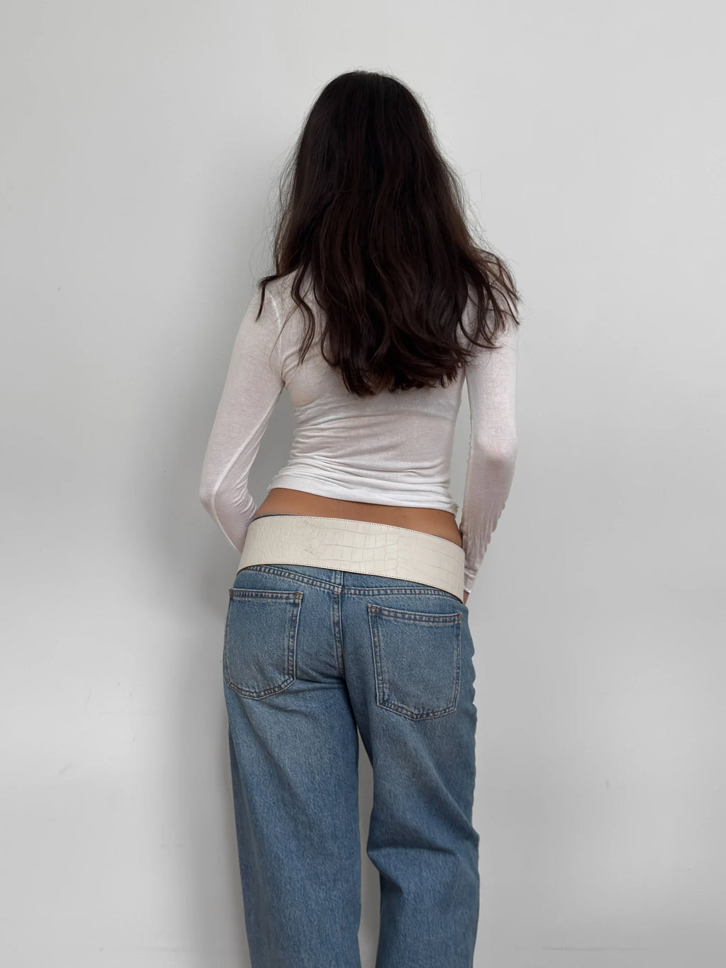Ecru Leather Belt