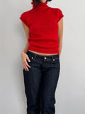 Red Wool Blend Knit Pullover
