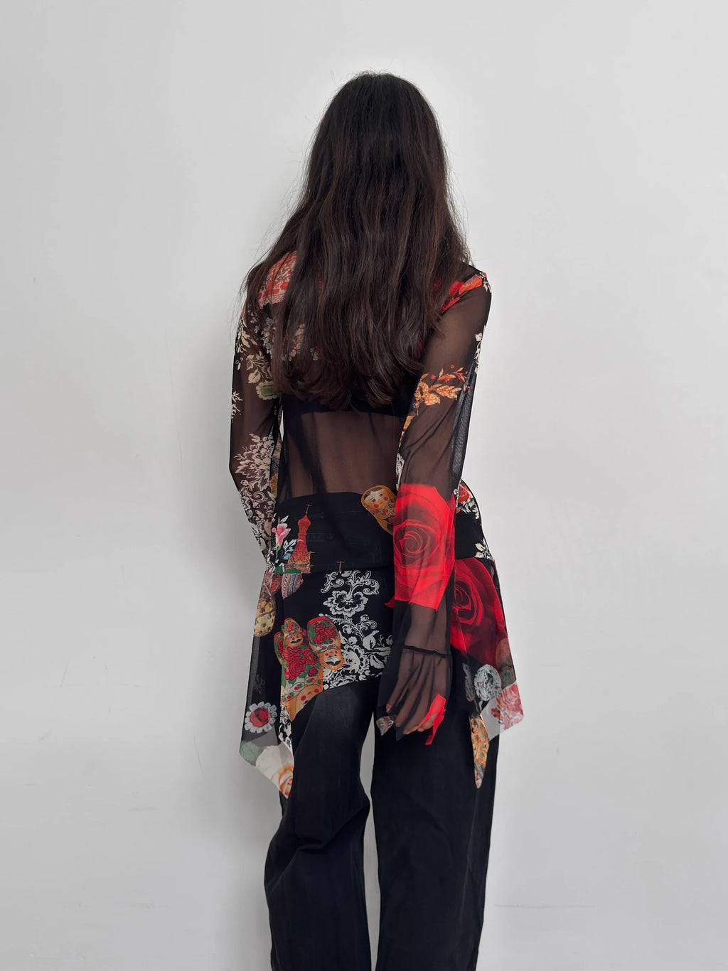 Print Tulle Blouse