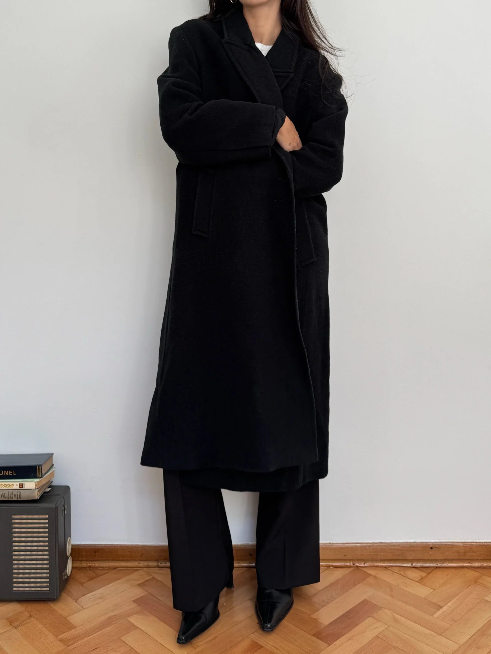 Black Wool Blend Coat