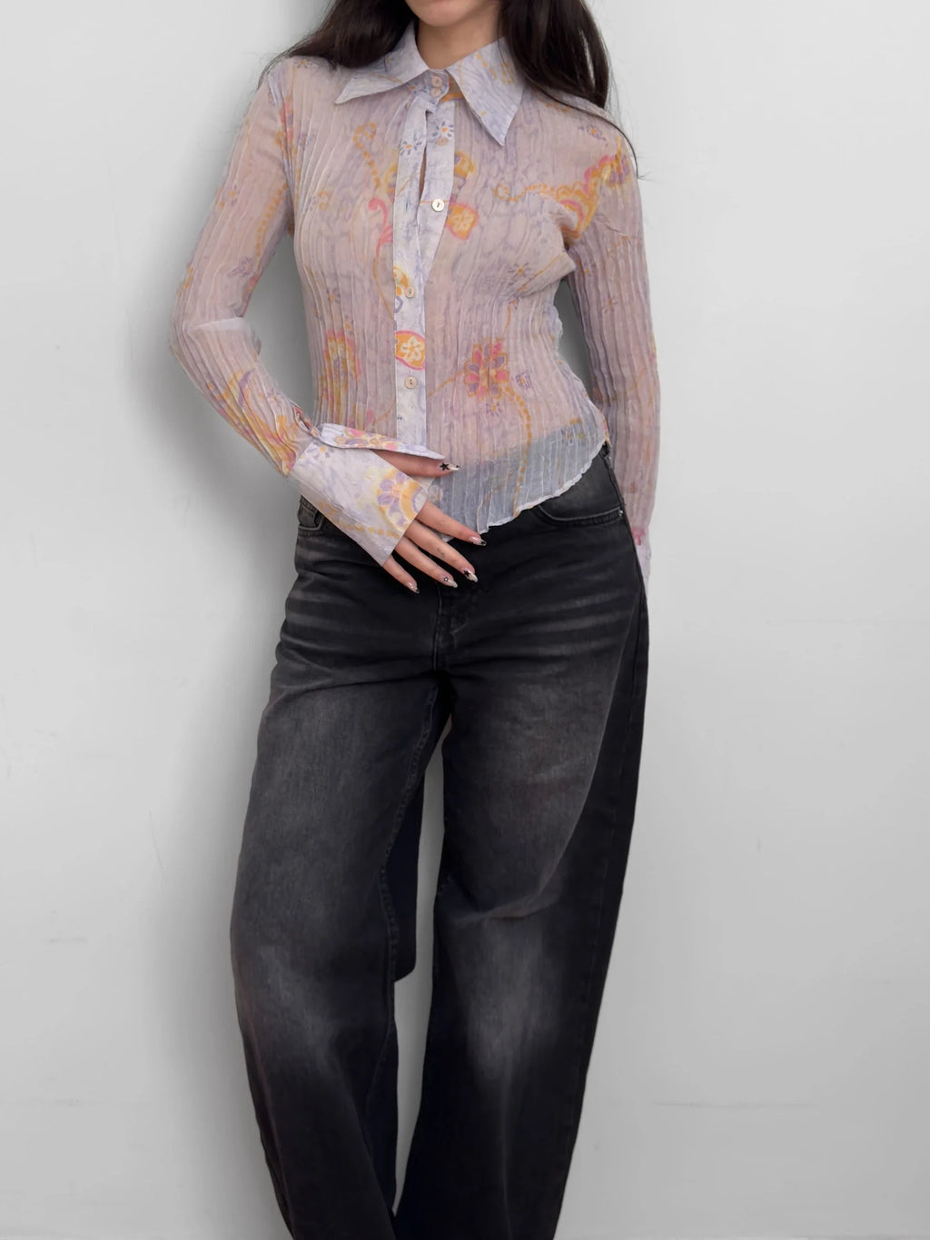 Patterned Chiffon Shirt