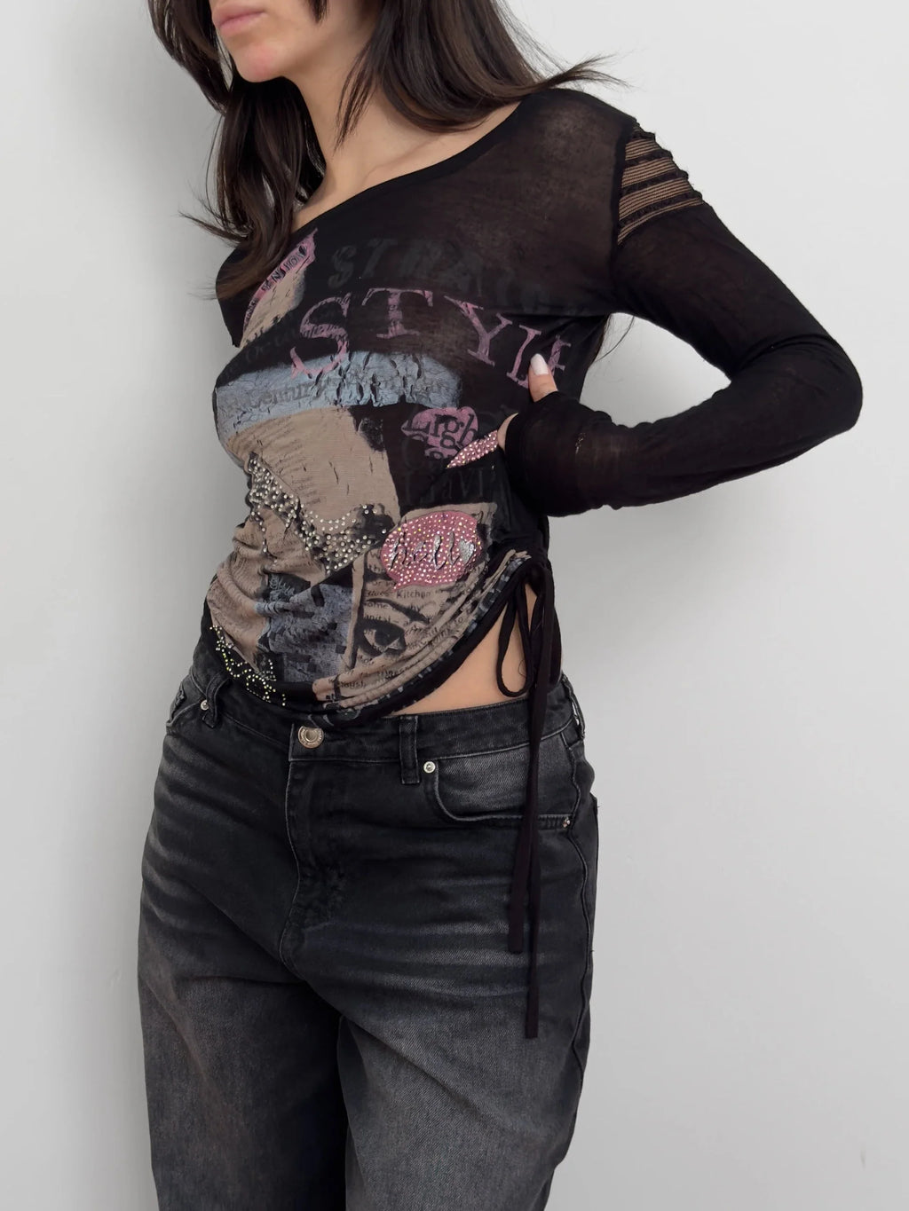 Print Sheer Blouse