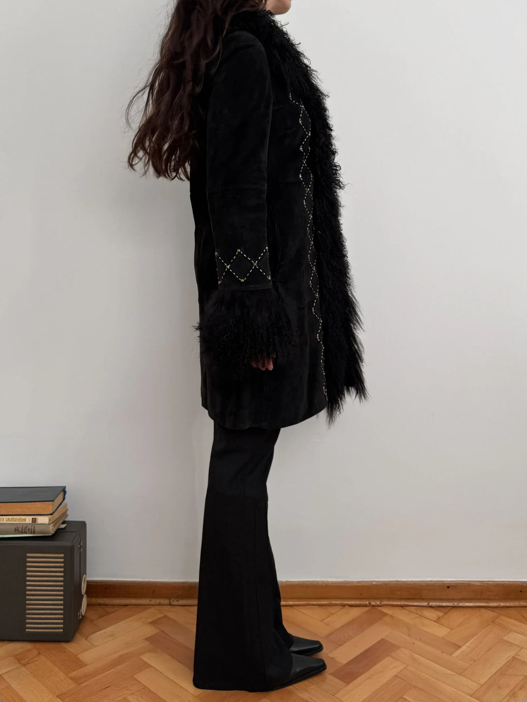 Plush-Detailed Nubuck Overcoat