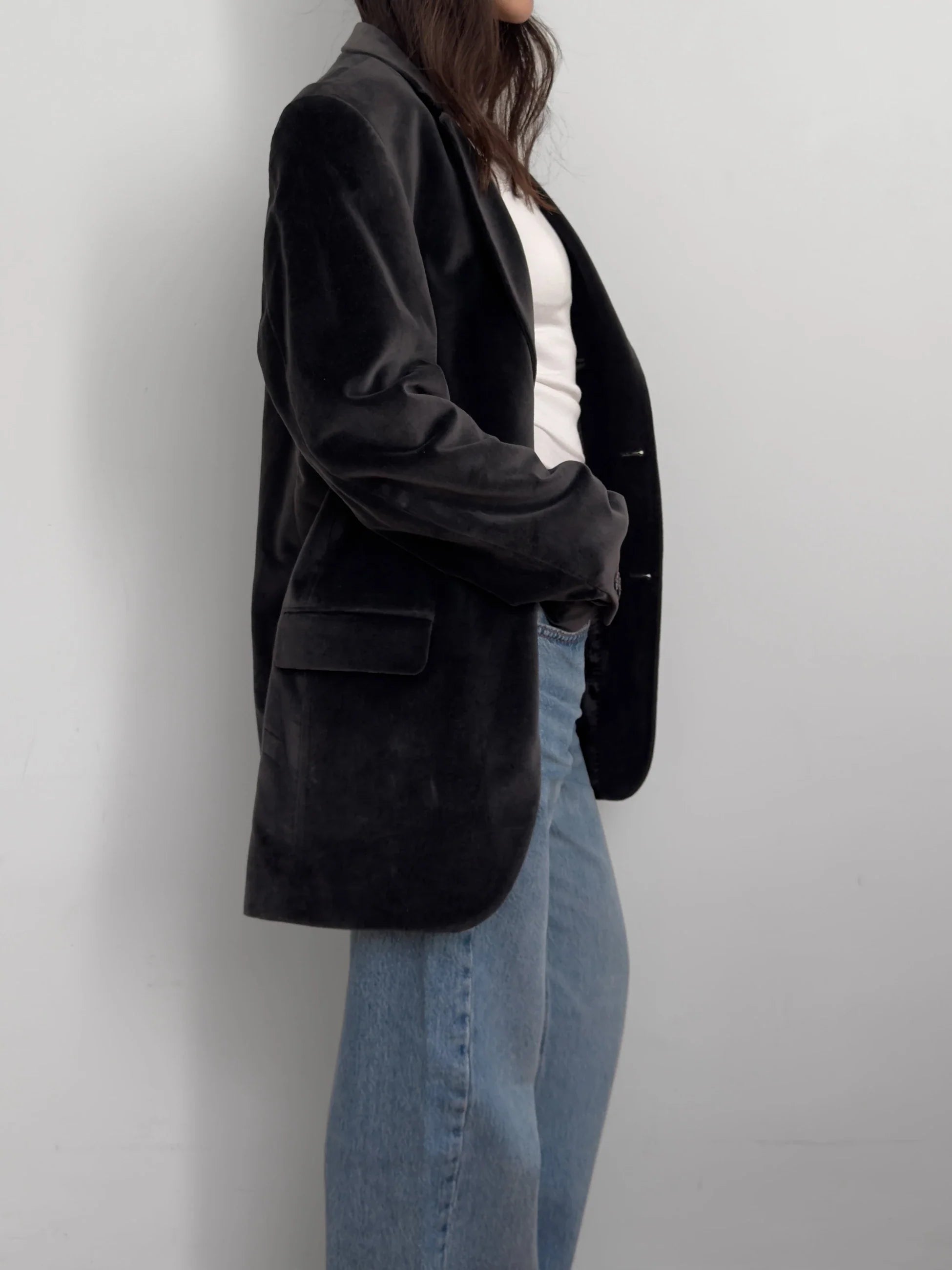 Anthracite Velvet Blazer