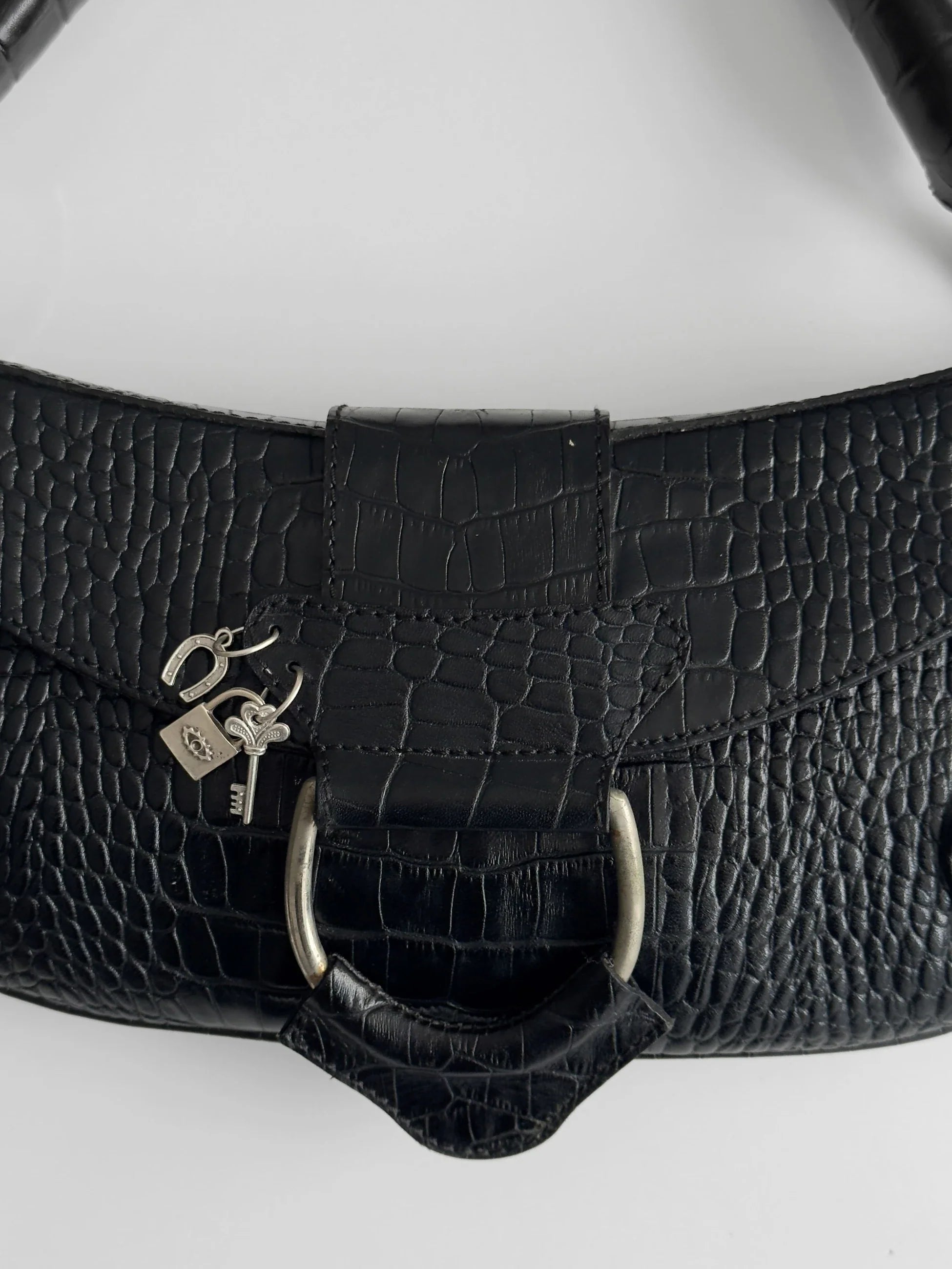 Charm-Detailed Leather Bag