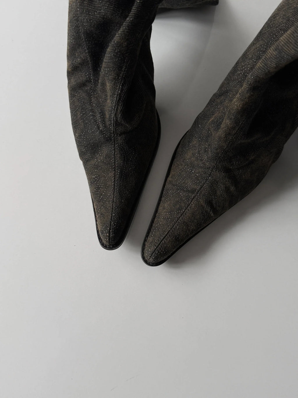 Distressed Denim Boots