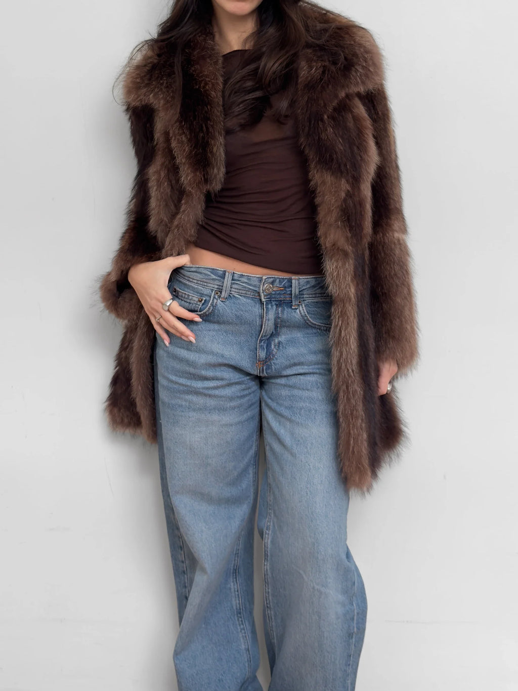 Brown Midi Fur Coat