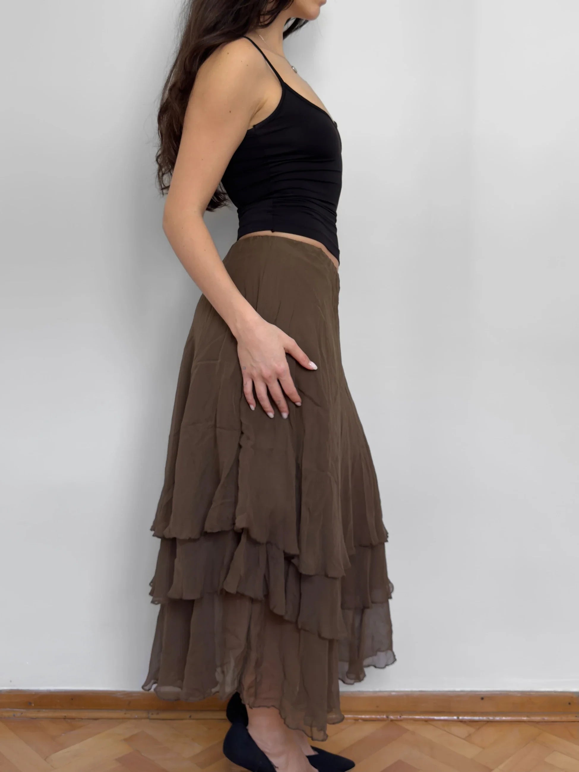 Brown Silk Skirt