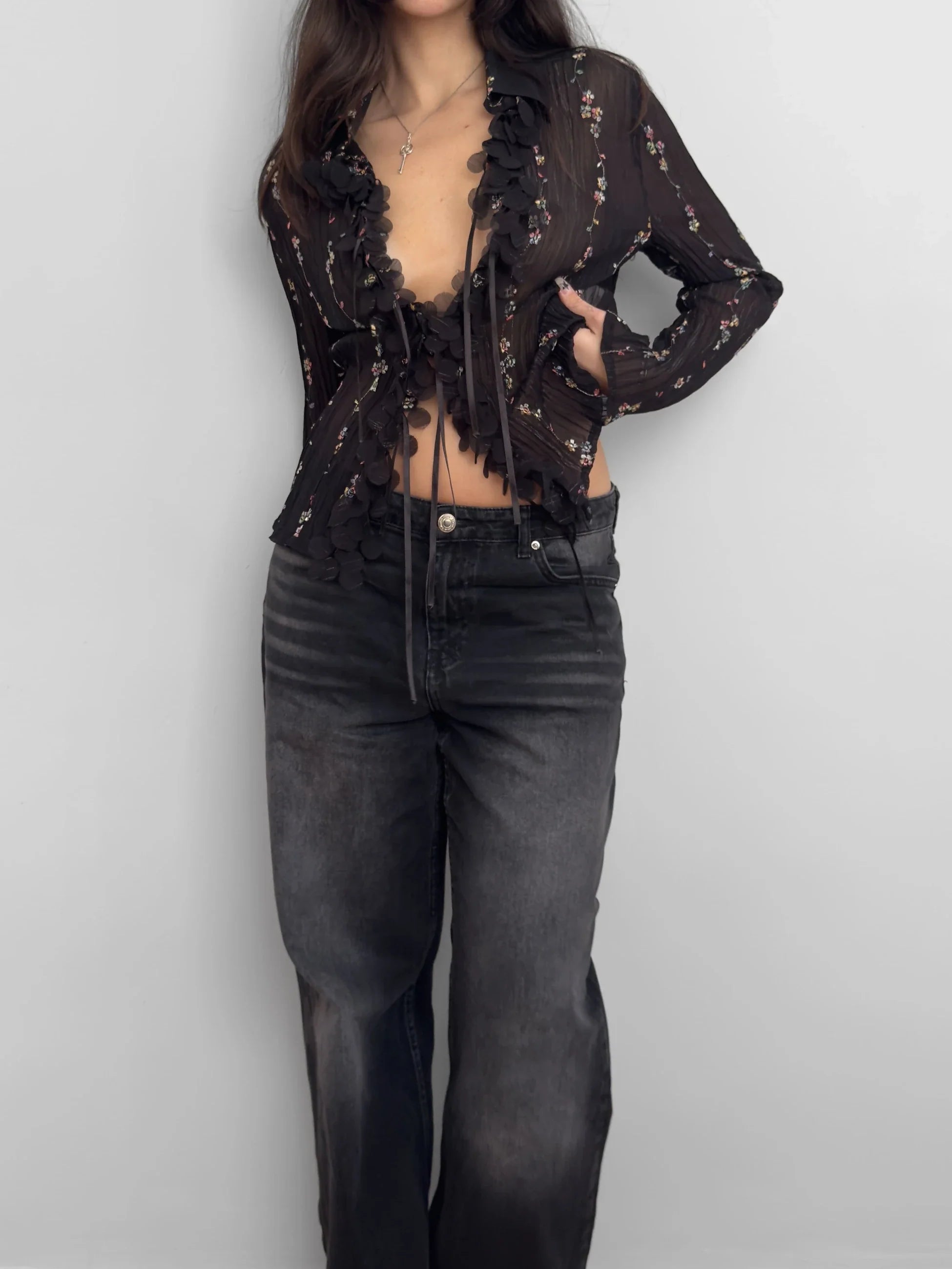 Embroidered Chiffon Shirt