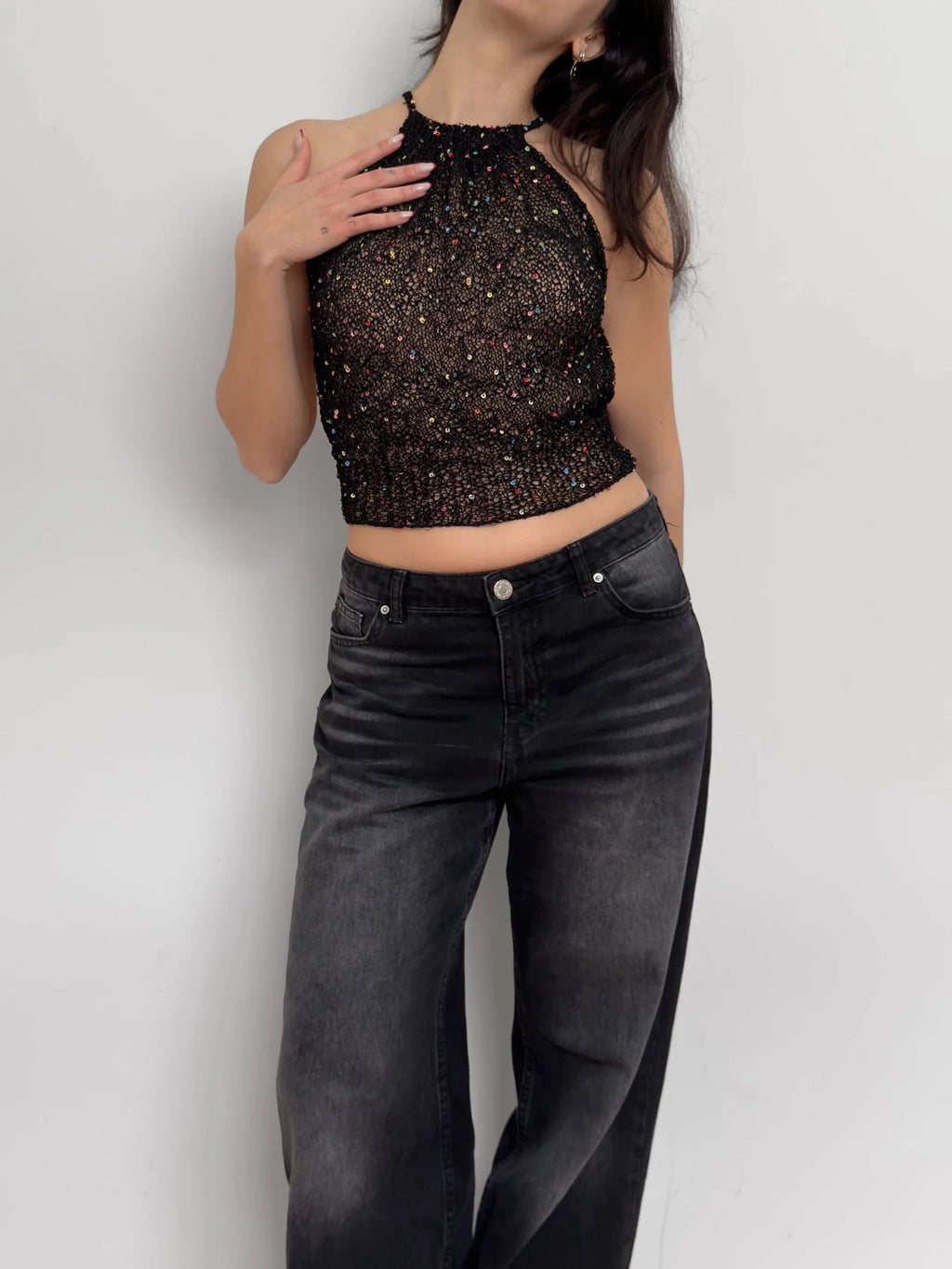 Hand-Knit Sequin Blouse