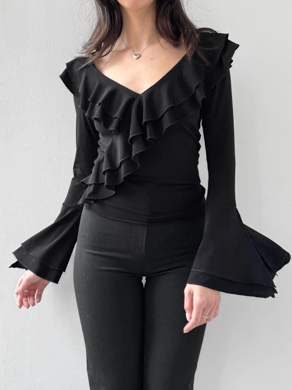 Black Ruffled Blouse