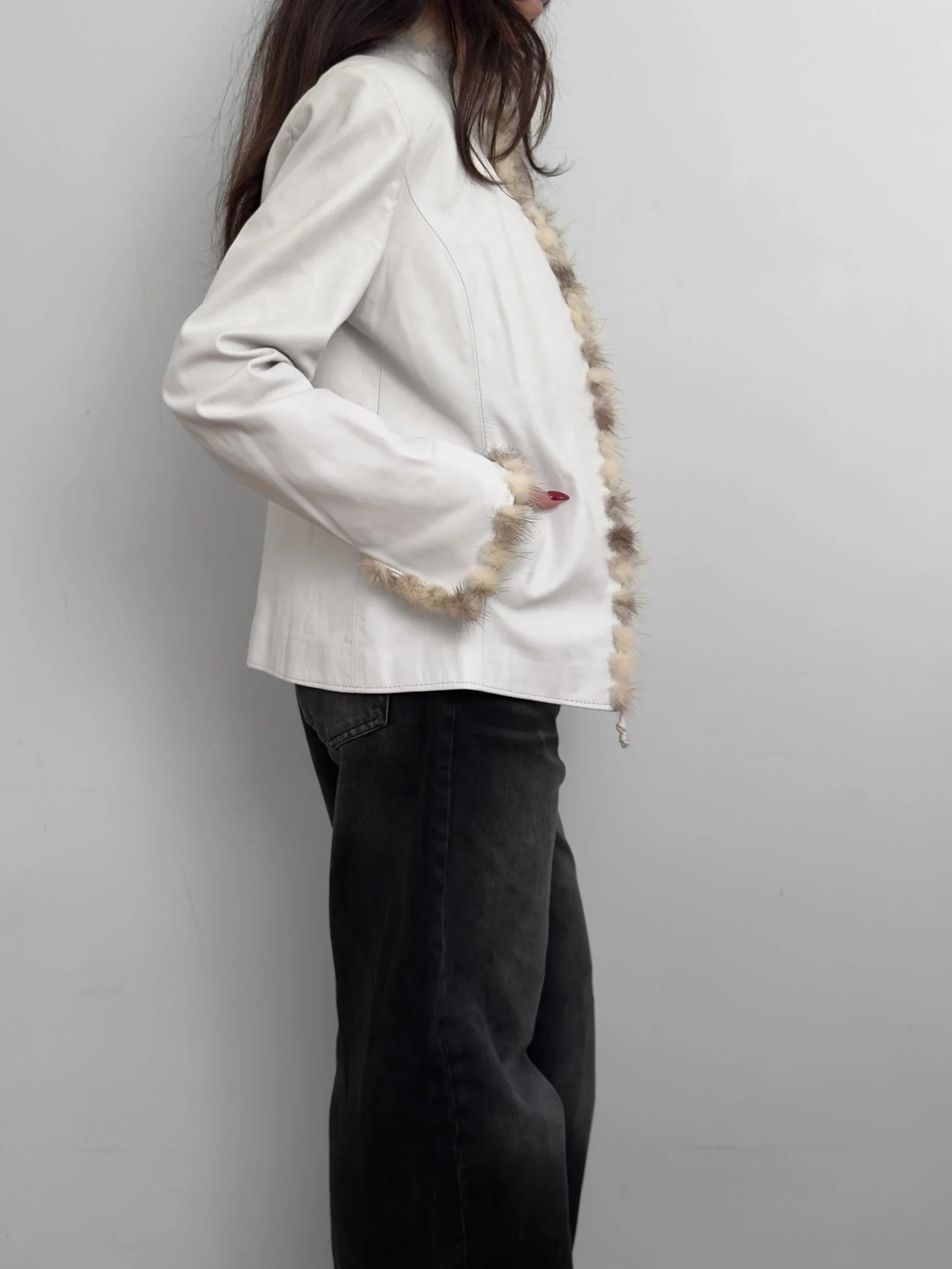 Fur-Detailed Leather Jacket