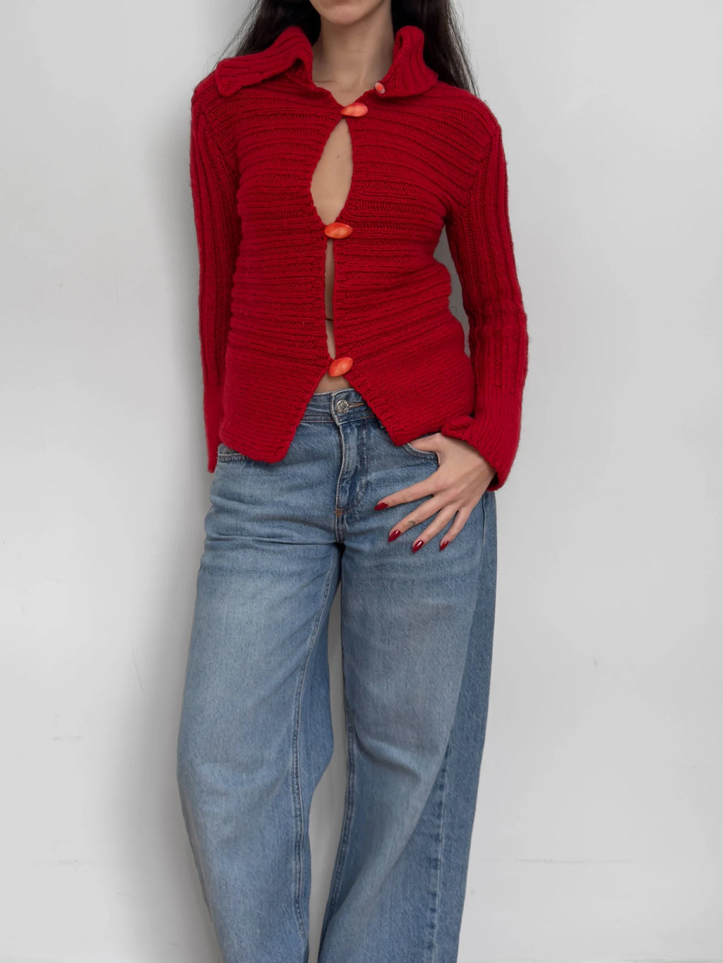 Red Knit Cardigan