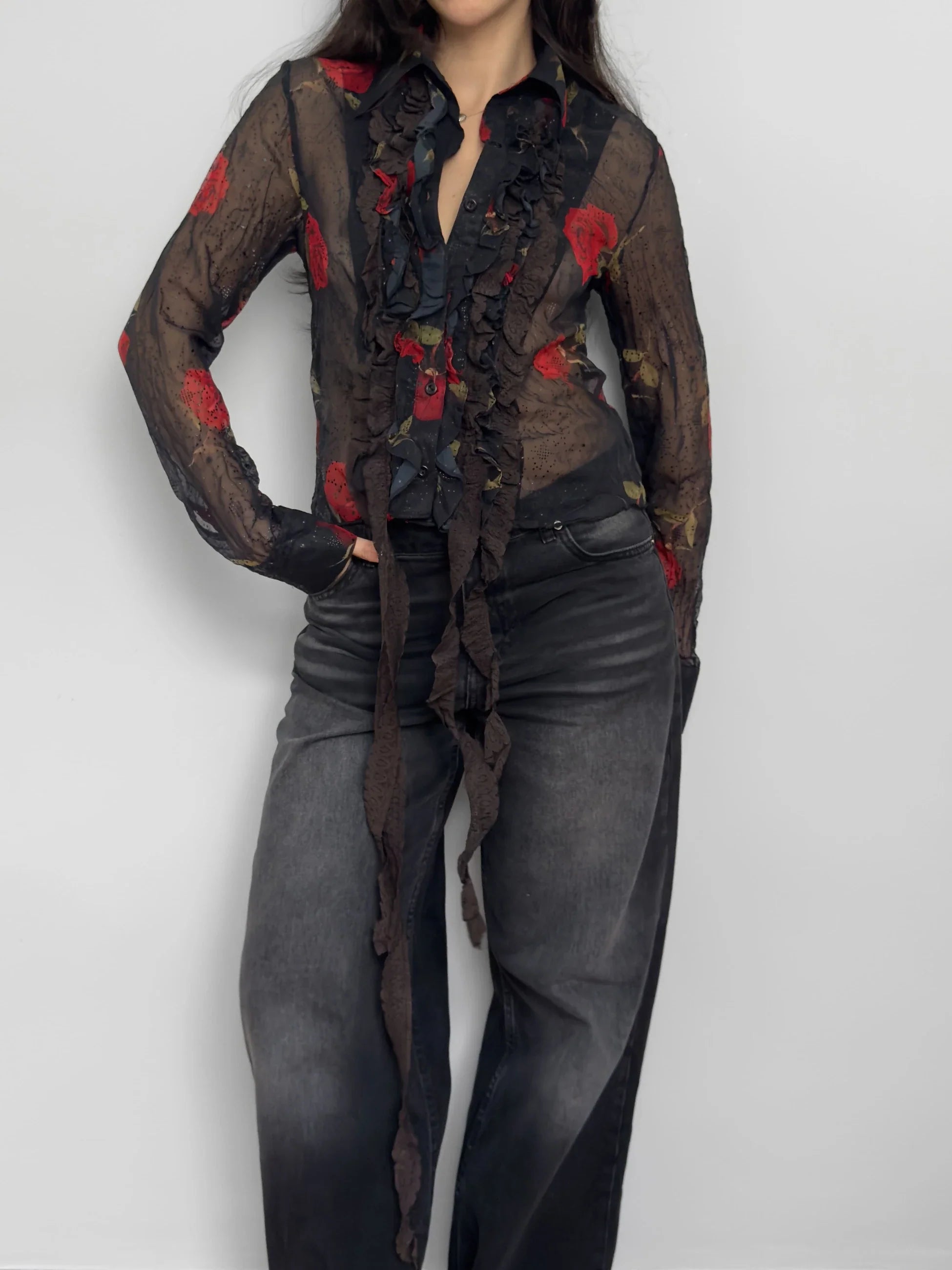 Ruffled Chiffon Shirt