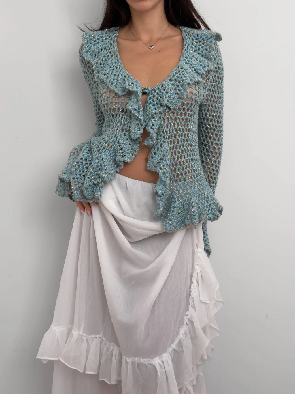 Ruffled Knit Cardigan